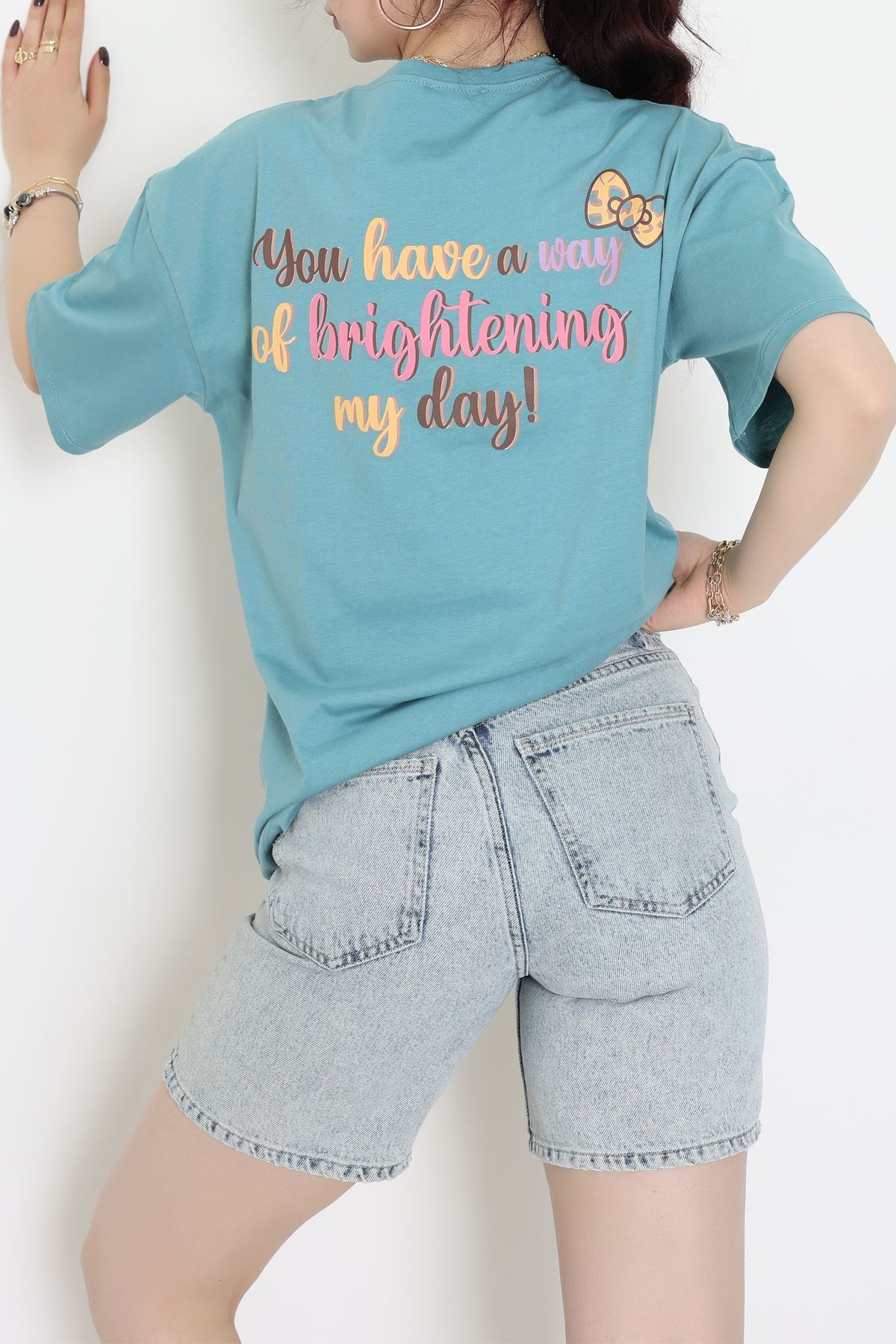 Baskılı Kompakt Penye Tişört Mintsarı - 55044.1872.