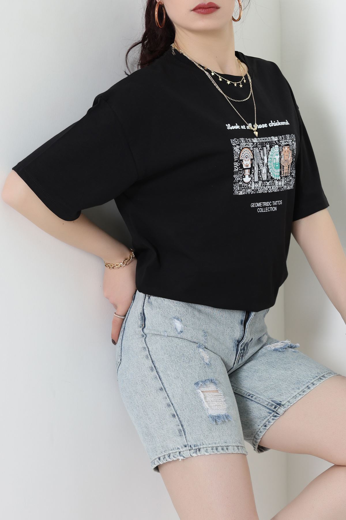 Kompakt Penye Unisex Tişört Siyahkahve - 55064.1872.