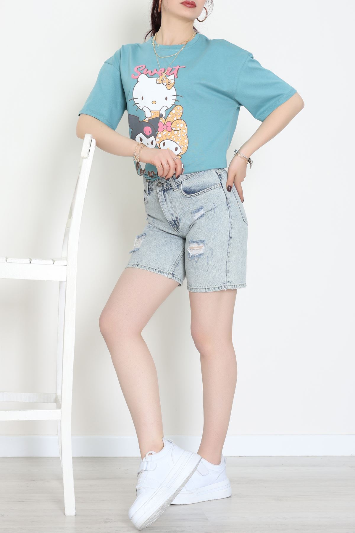 Baskılı Kompakt Penye Tişört Mintsarı - 55044.1872.