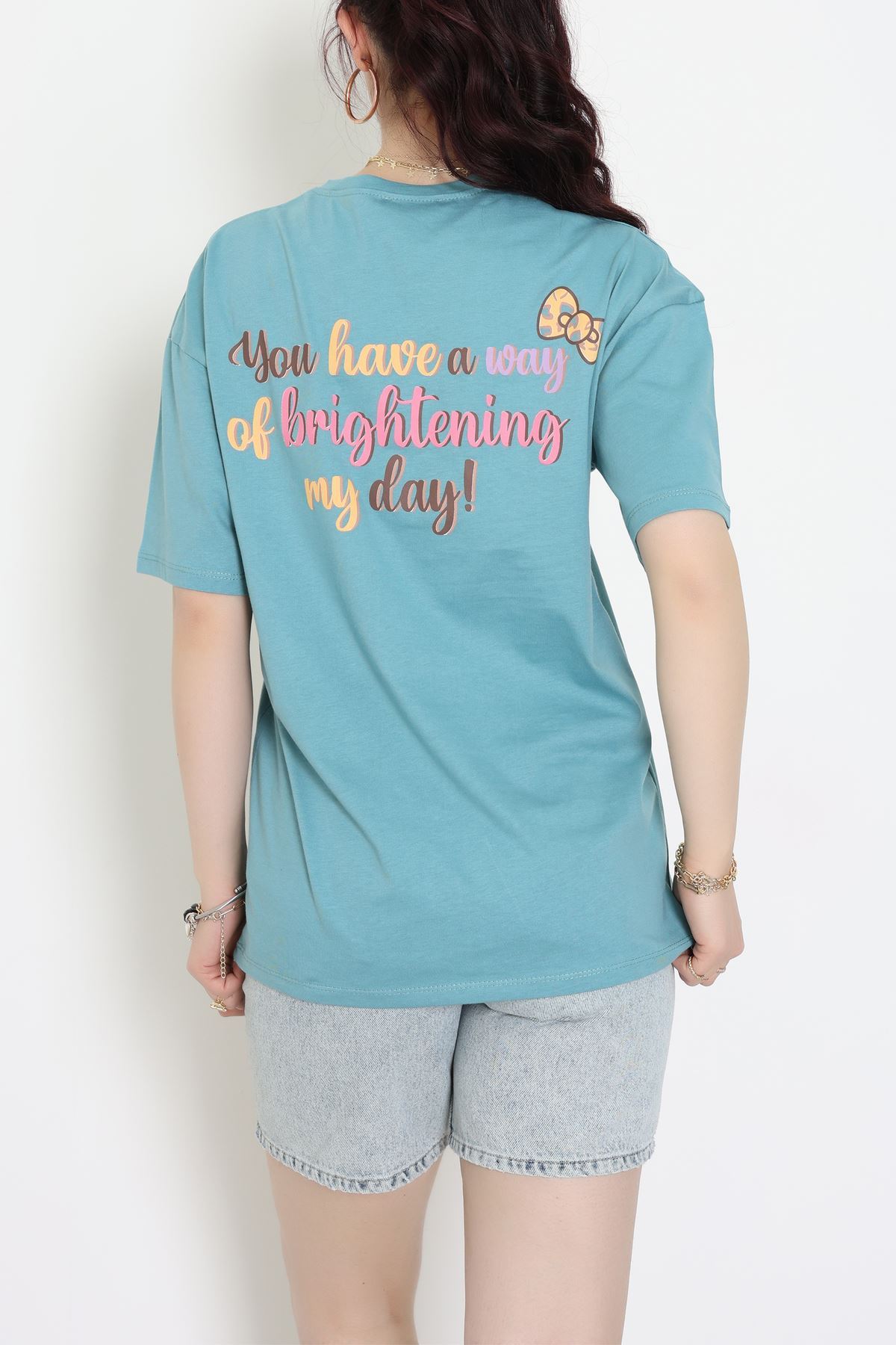 Baskılı Kompakt Penye Tişört Mintsarı - 55044.1872.