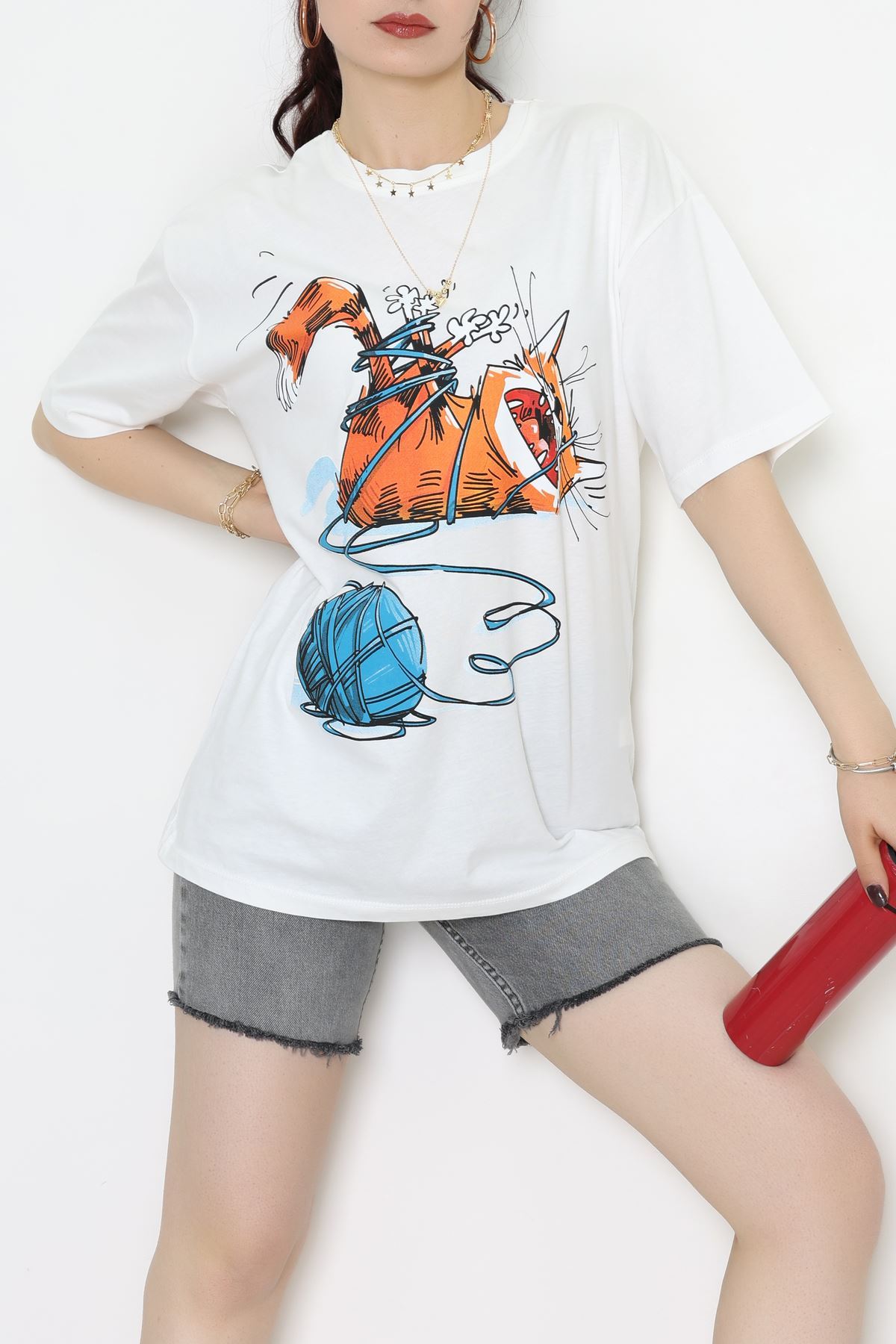 Kompakt Penye Unisex Tişört Ekruturuncu - 55064.1872.