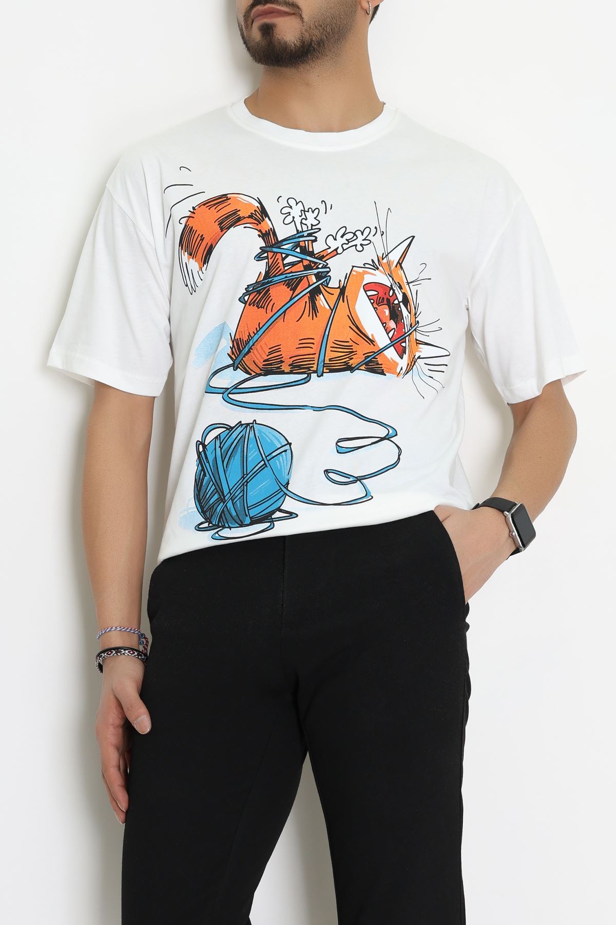 Kompakt Penye Unisex Tişört Ekruturuncu - 55064.1872.