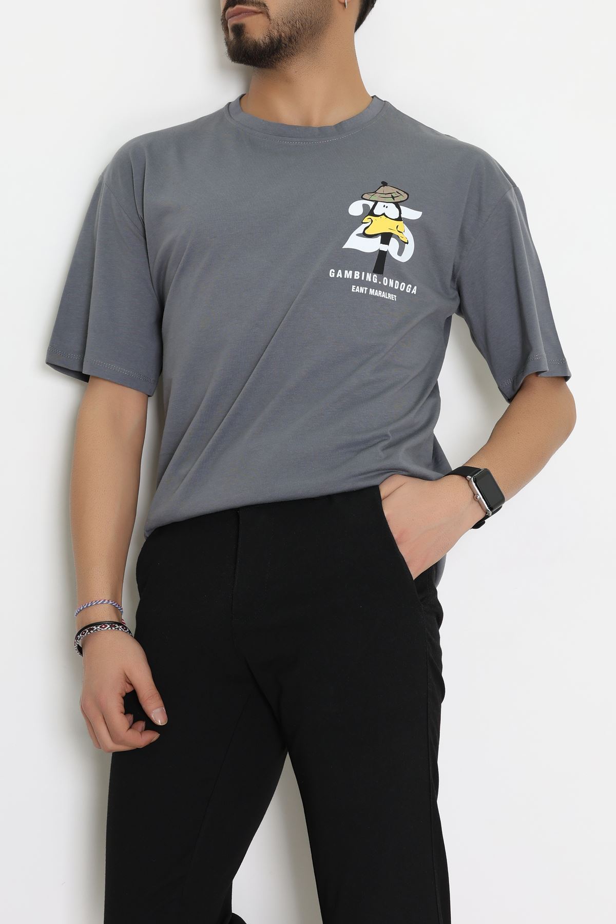 Kompakt Penye Unisex Tişört Gribeyaz - 55064.1872.