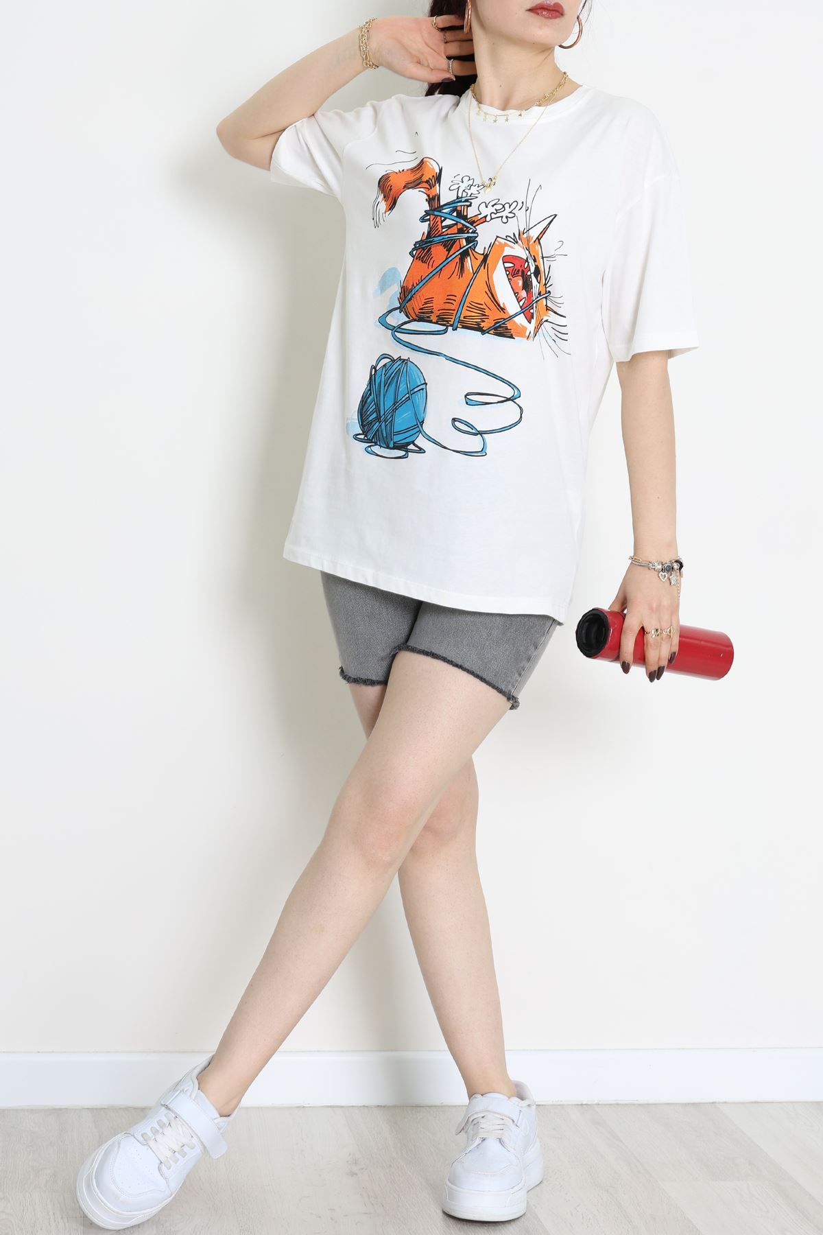 Kompakt Penye Unisex Tişört Ekruturuncu - 55064.1872.