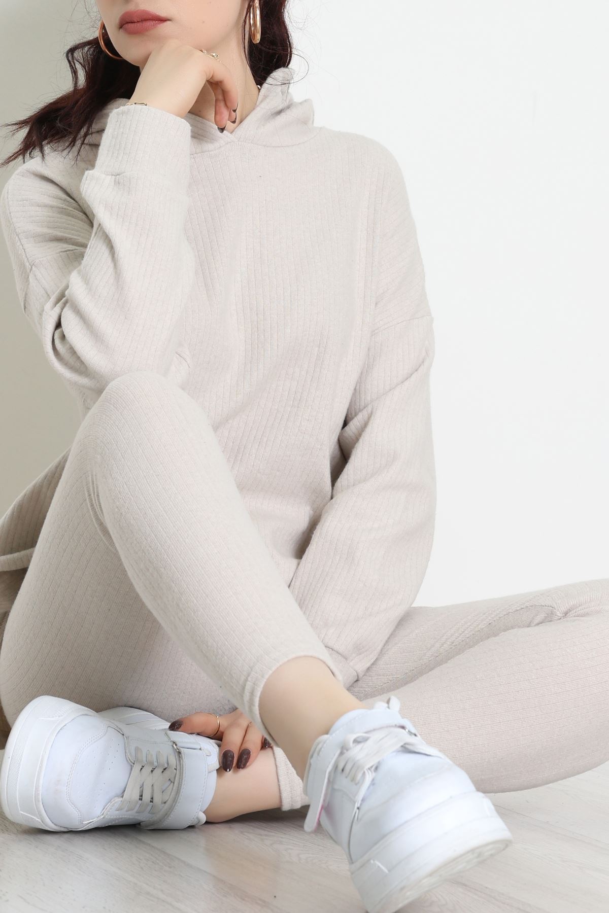 Raporlu İnterlok Kapşonlu İkili Takım Taş - 55040.1567.