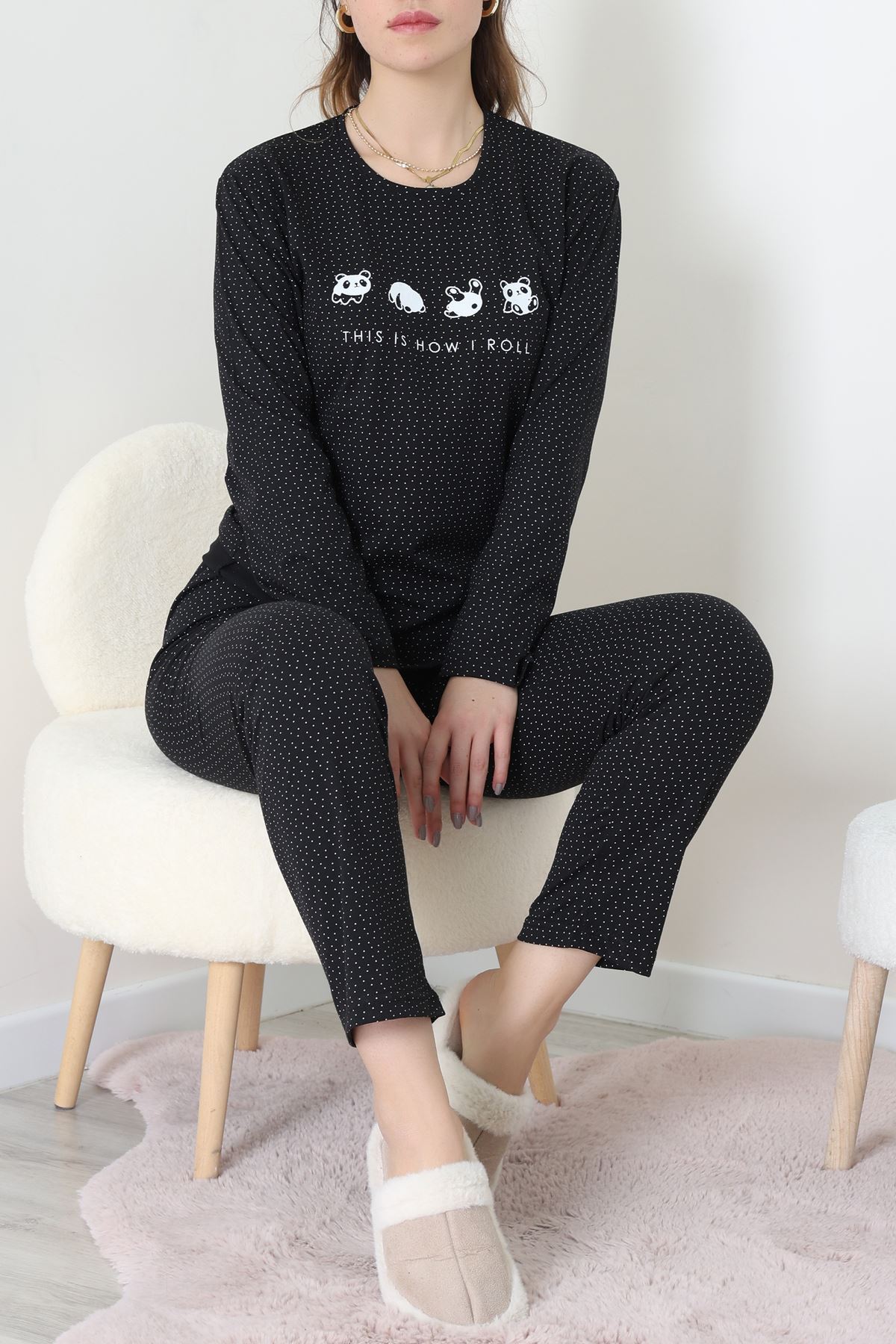 Süprem Kumaş Mevsimlik Pijama Takımı Bordo Siyah - 31897.1961.