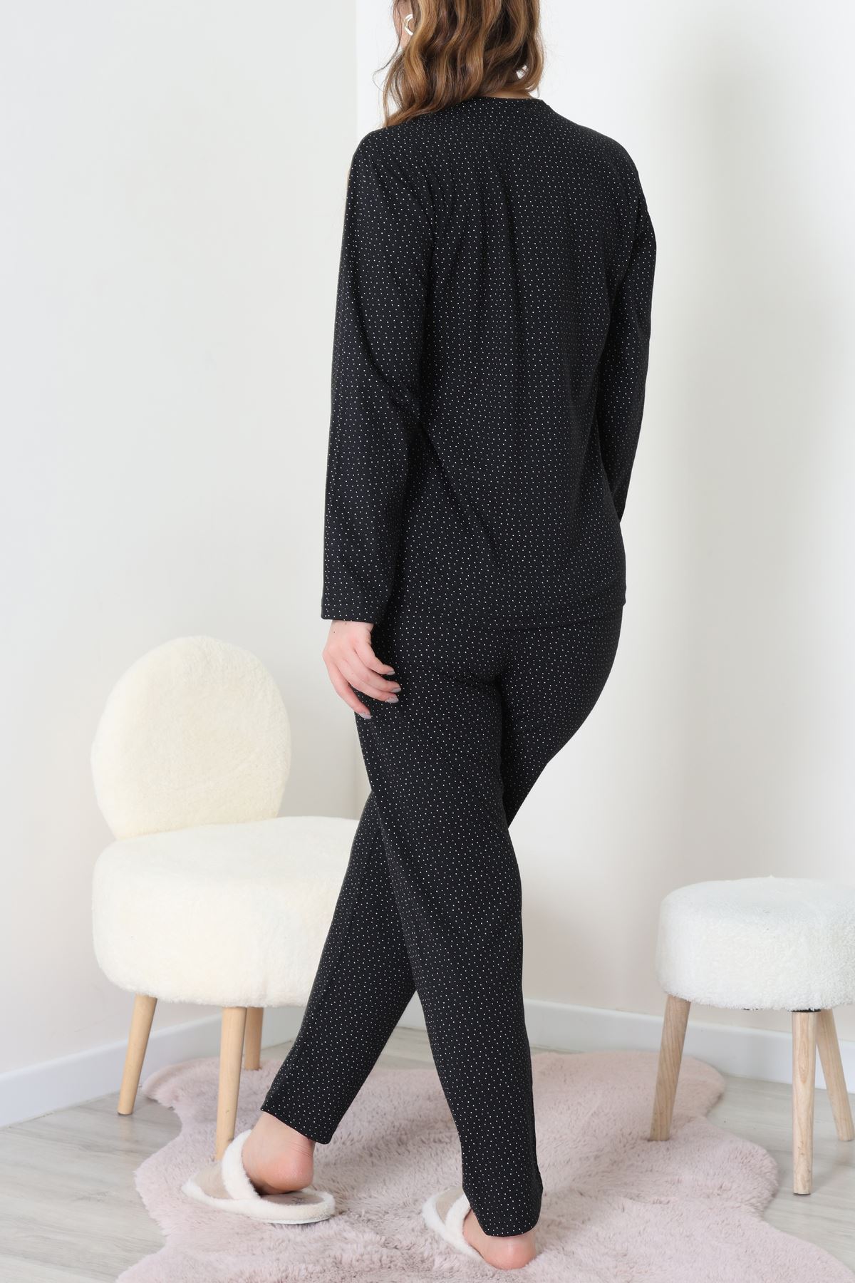 Süprem Kumaş Mevsimlik Pijama Takımı Bordo Siyah - 31897.1961.