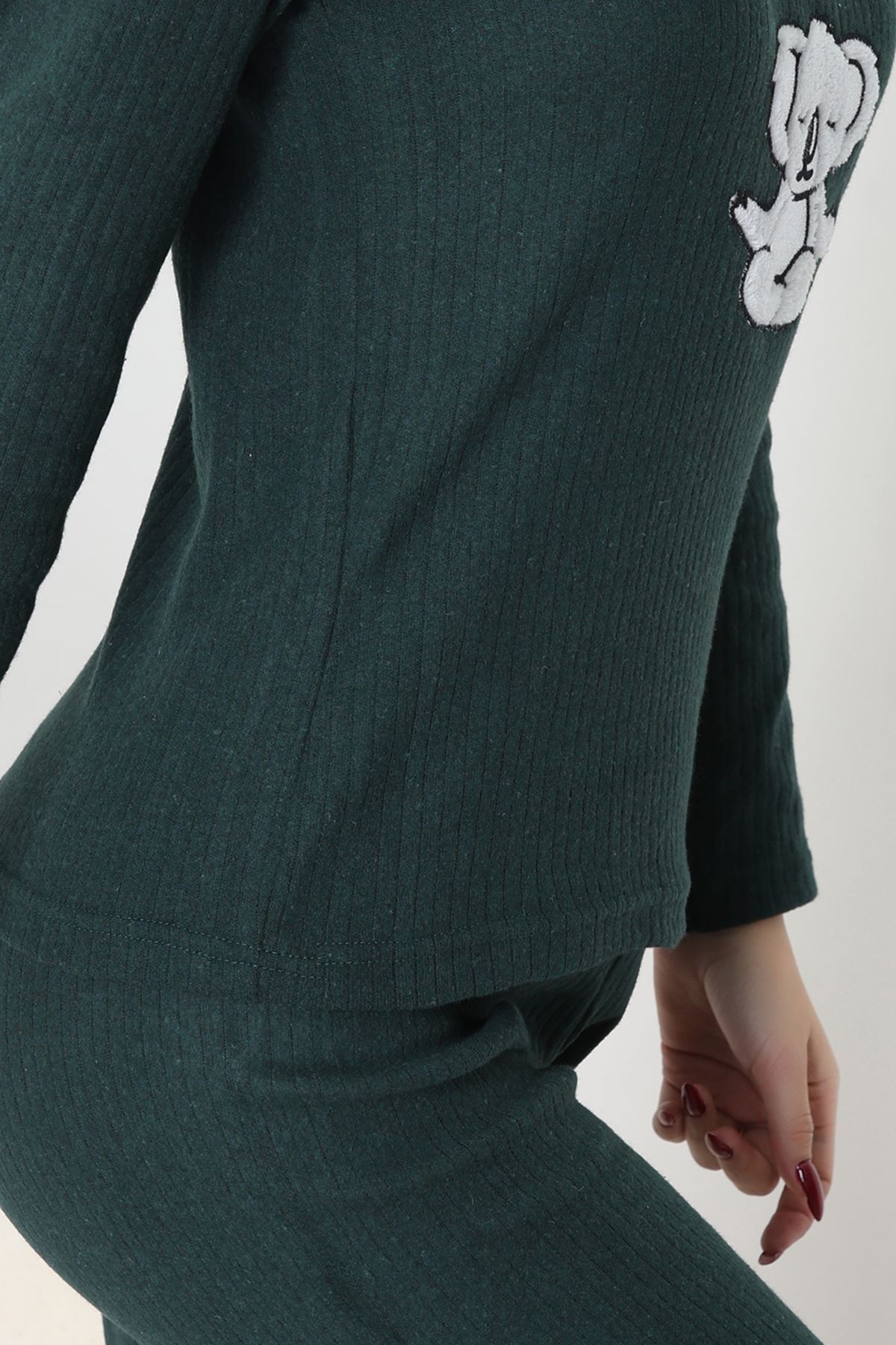 Nakışlı İnterlok Pijama Takımı Zümrüt - 800.1287.