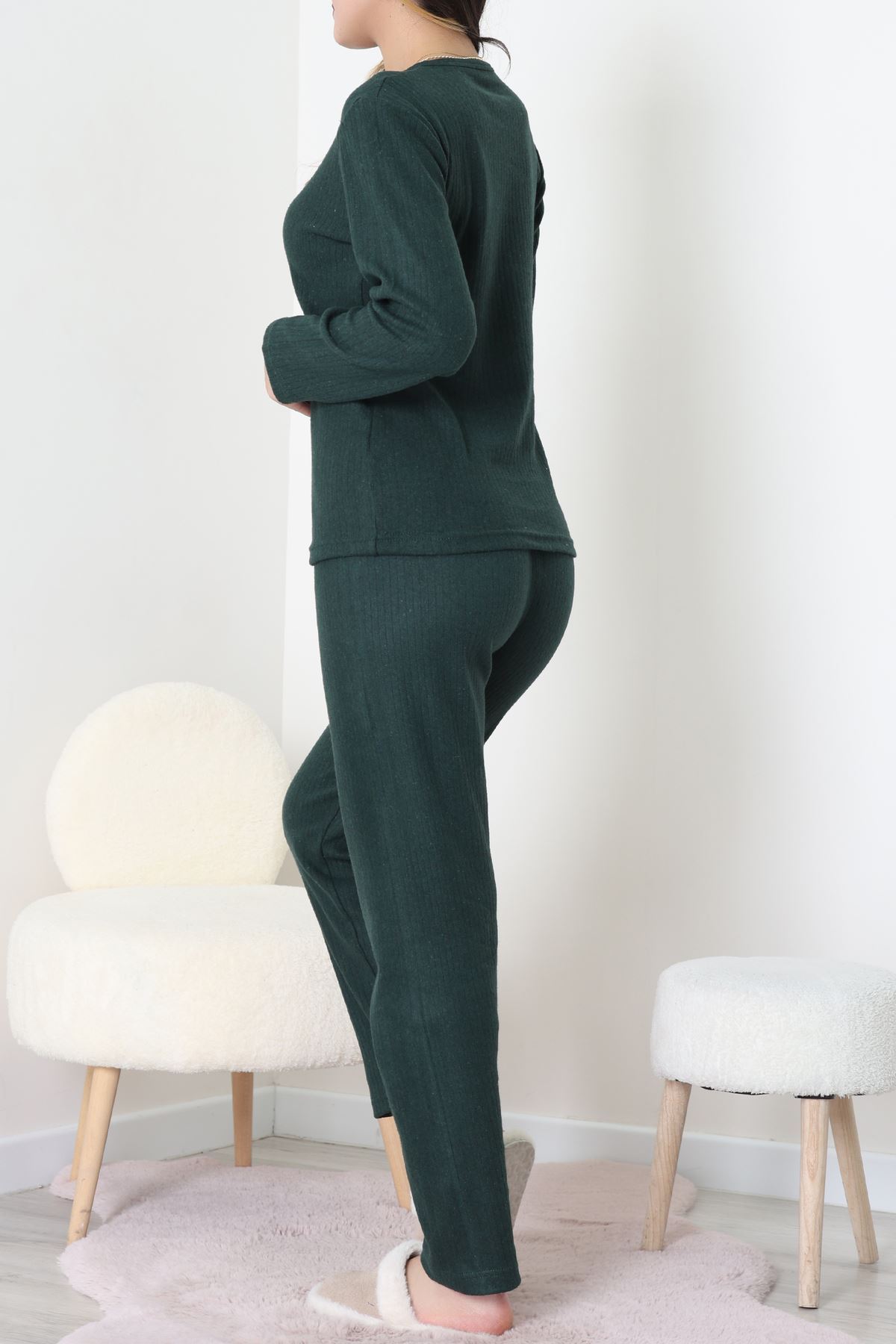 Nakışlı İnterlok Pijama Takımı Zümrüt - 800.1287.