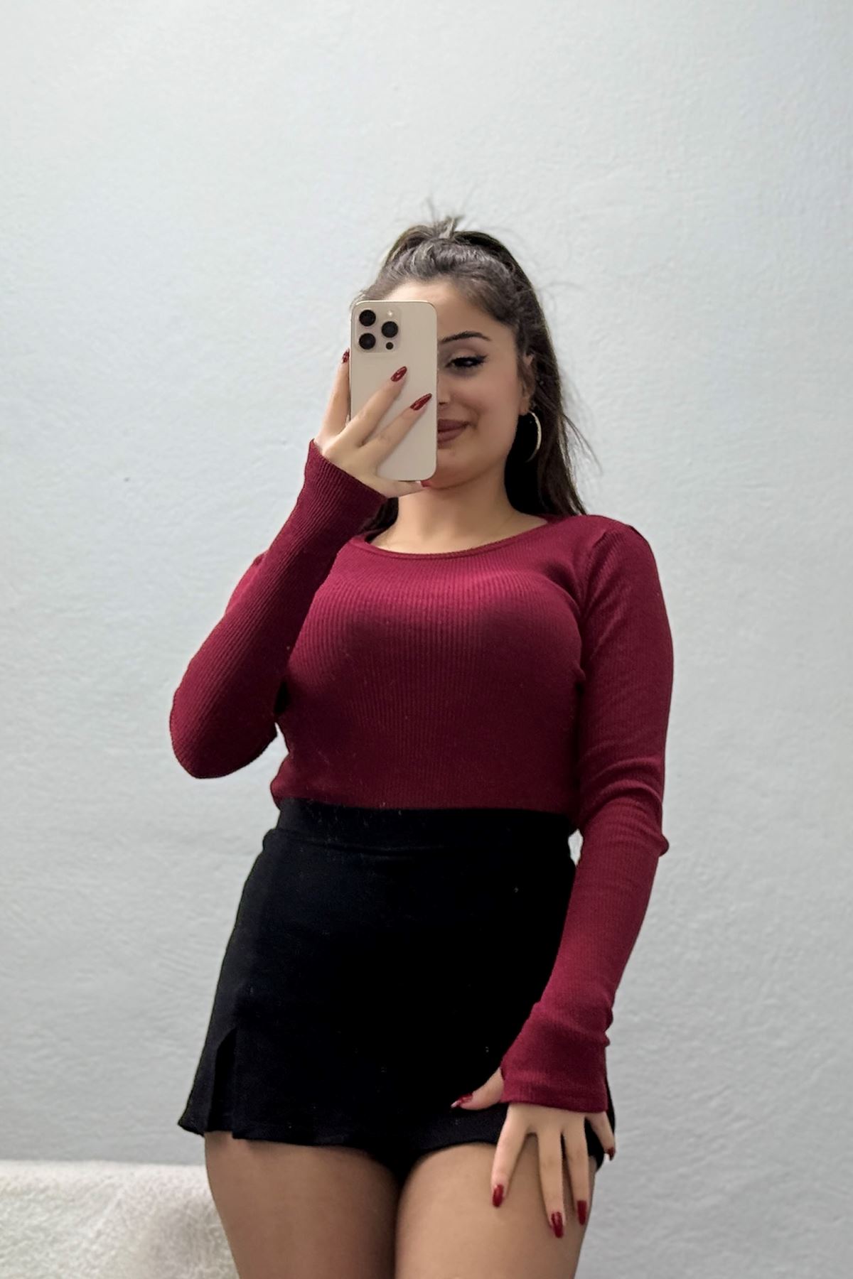 Kaşkorse Parmak Geçmeli Body Bordo - 55031.1567.