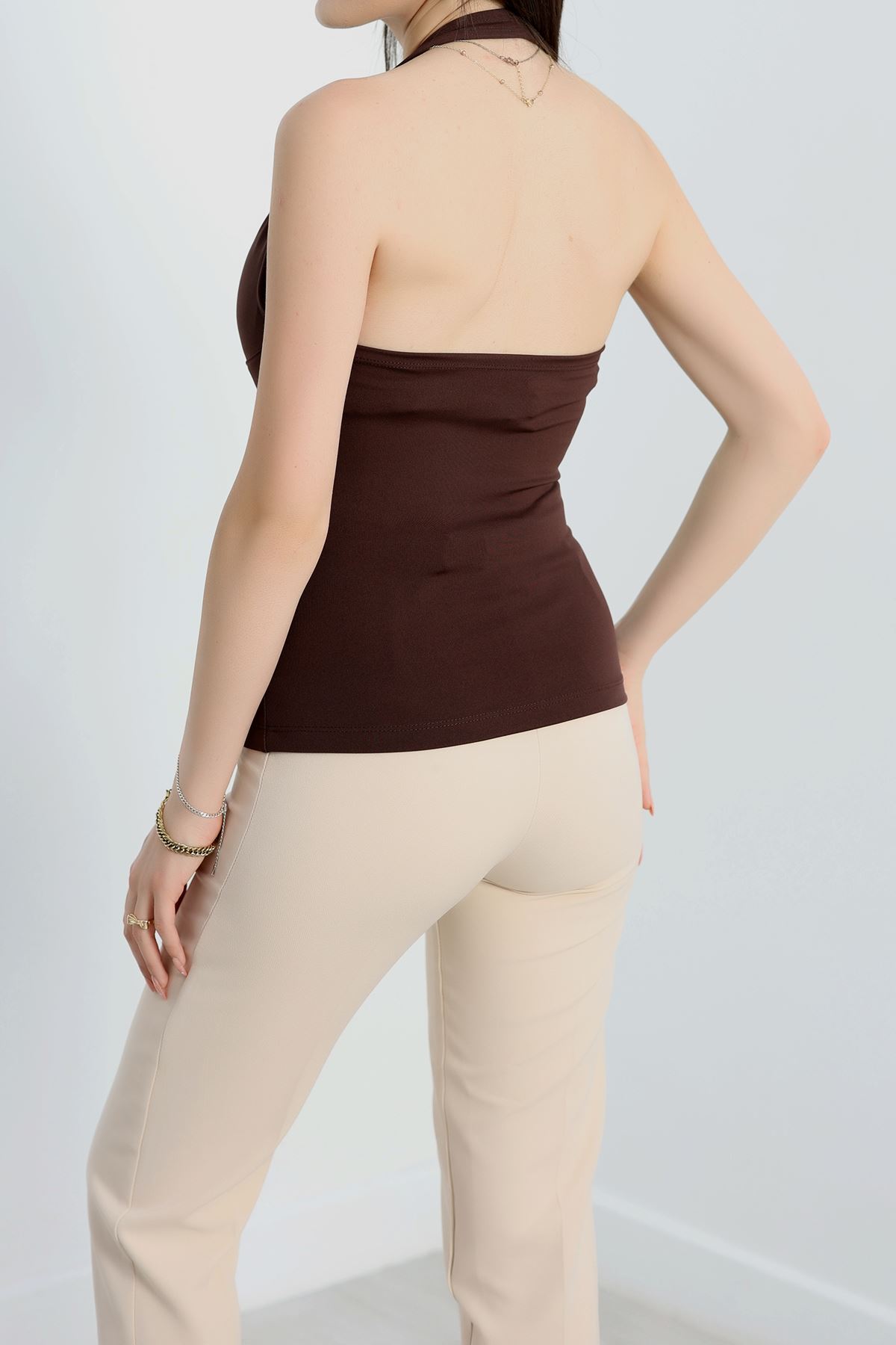 Dalgıç Kumaş Kaplı Bluz Kahve - 5066.125.