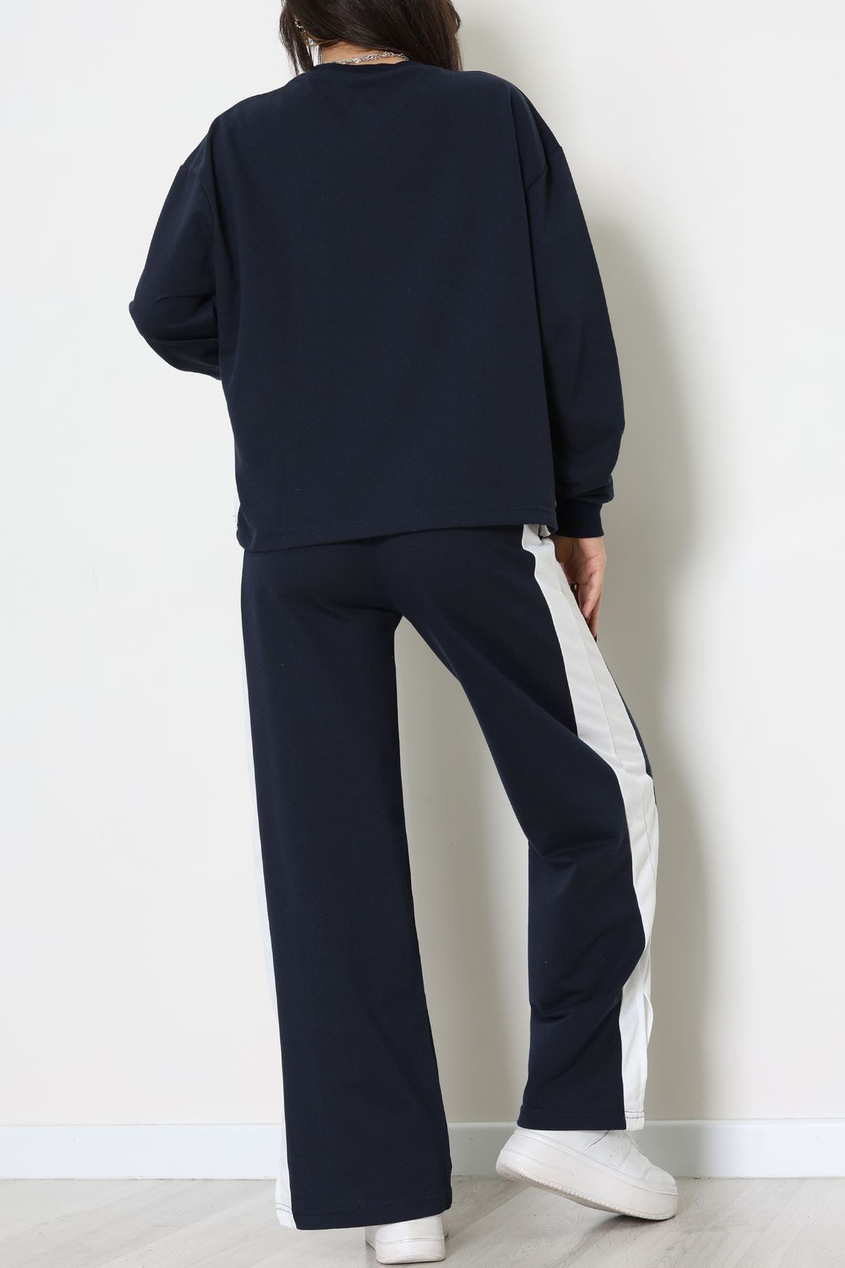 Şeritli 2 İplik Eşofman Takımı Lacivertbeyaz - 52180.1857.