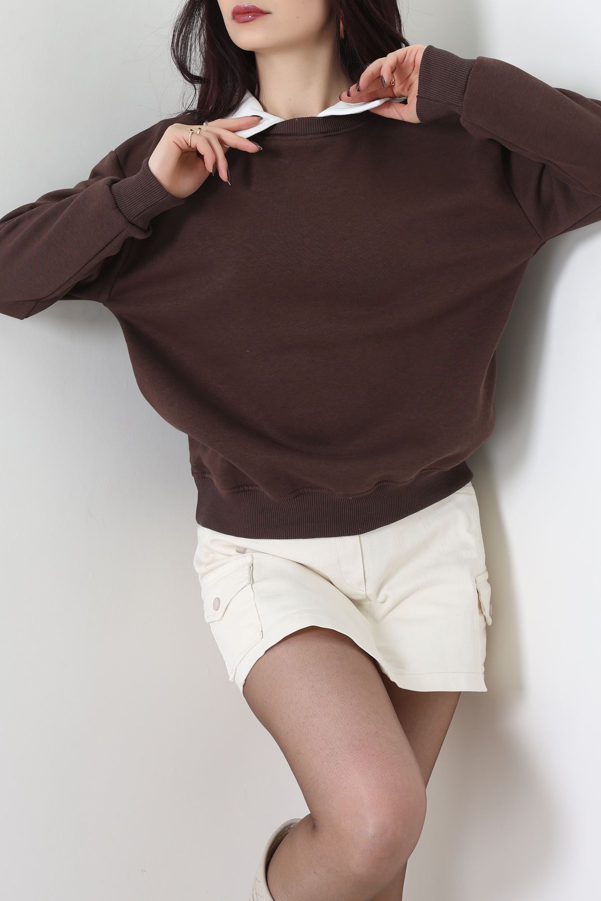 Gömlek Yaka 3 İplik Sweat Kahve - 21985.200.