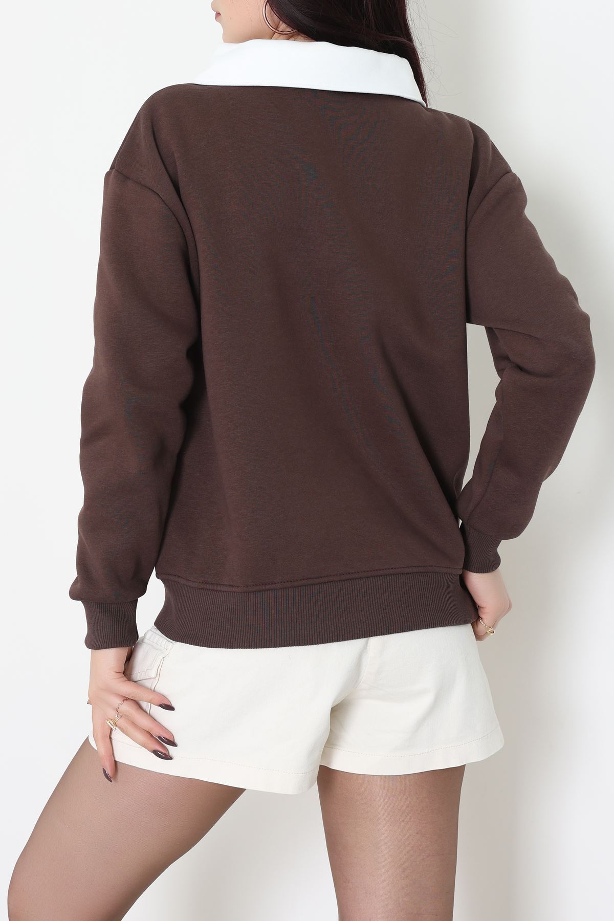 Gömlek Yaka 3 İplik Sweat Kahve - 21985.200.