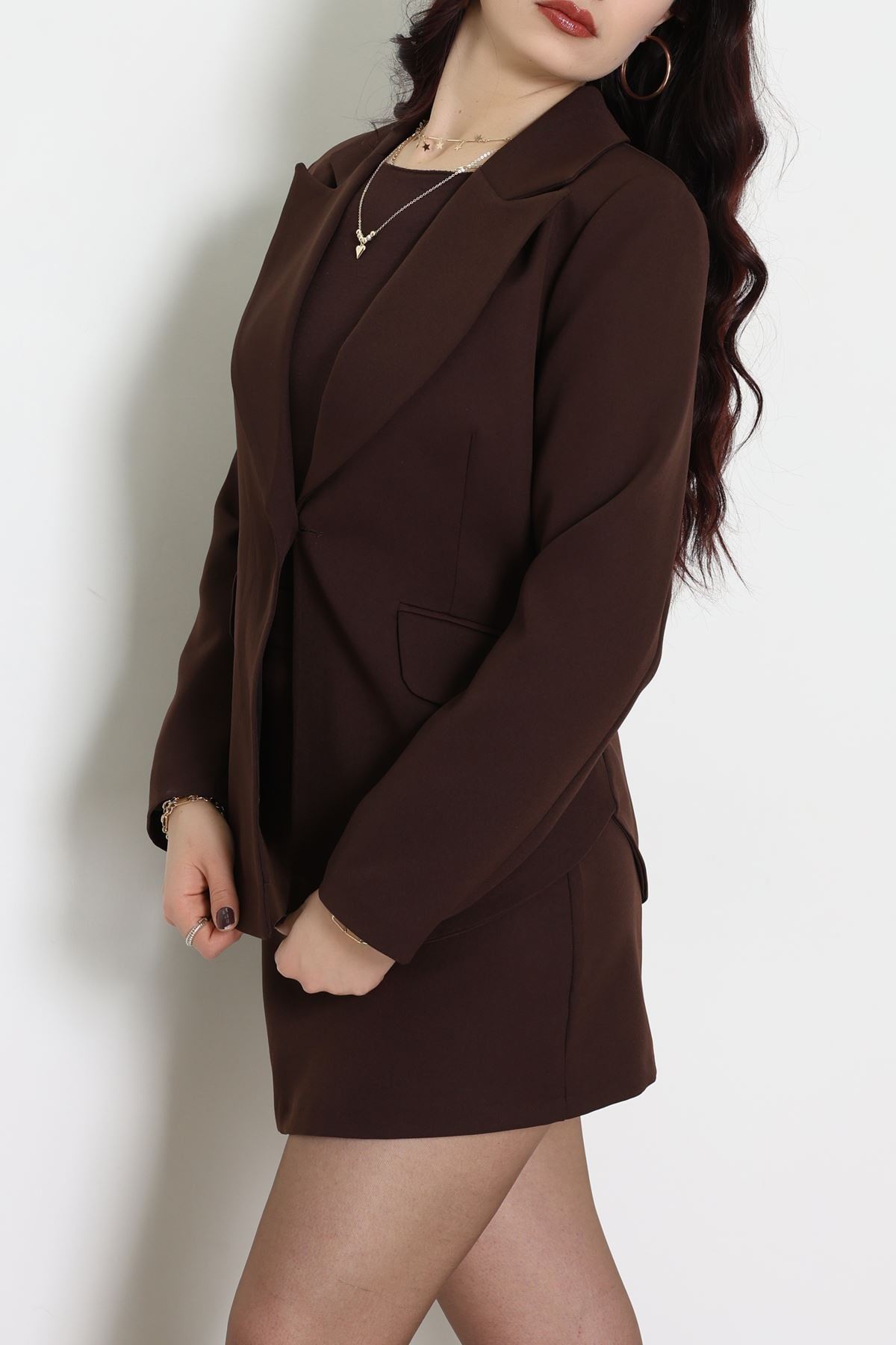 Dabıl Kumaş Astarlı Blazer Ceket Kahve - 2148.1991.