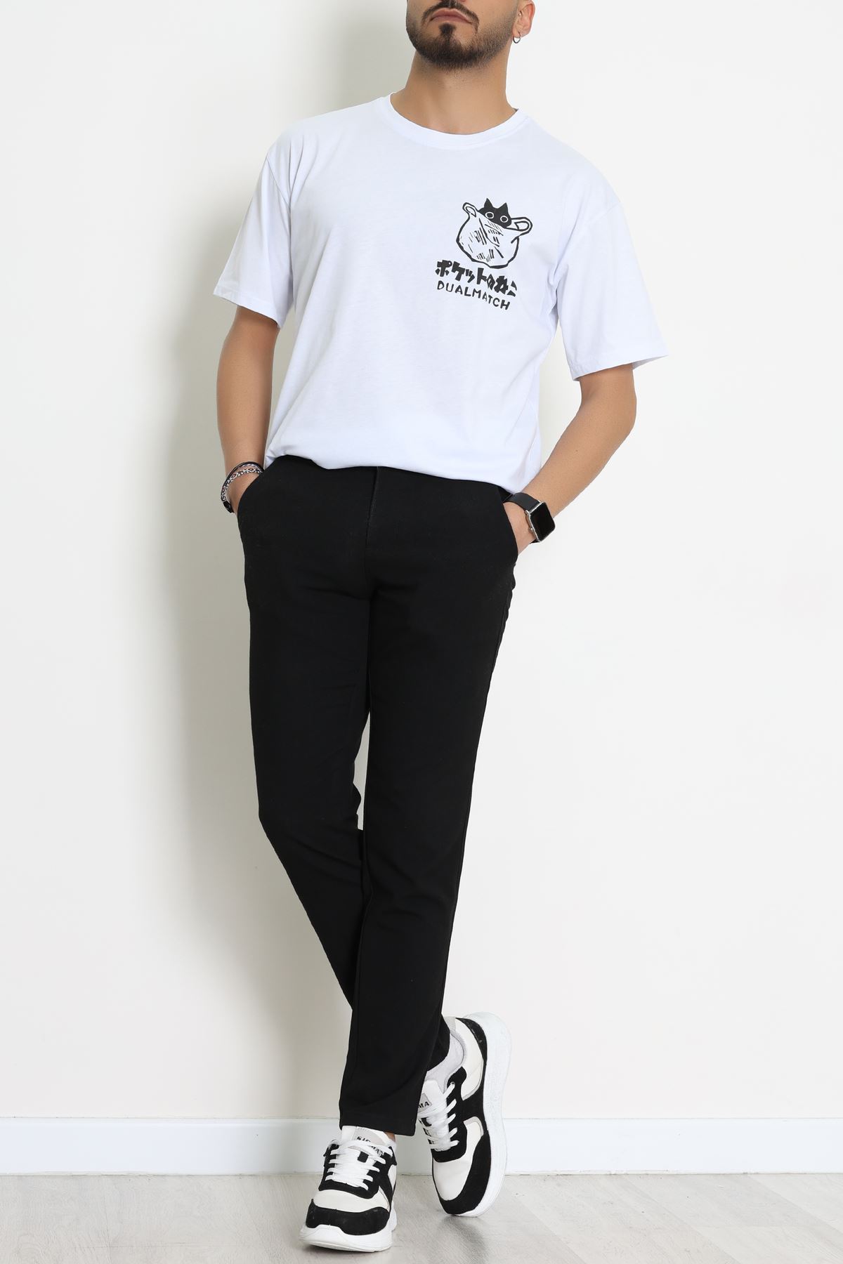 Kompakt Penye Unisex Tişört Beyazfüme - 55064.1872.