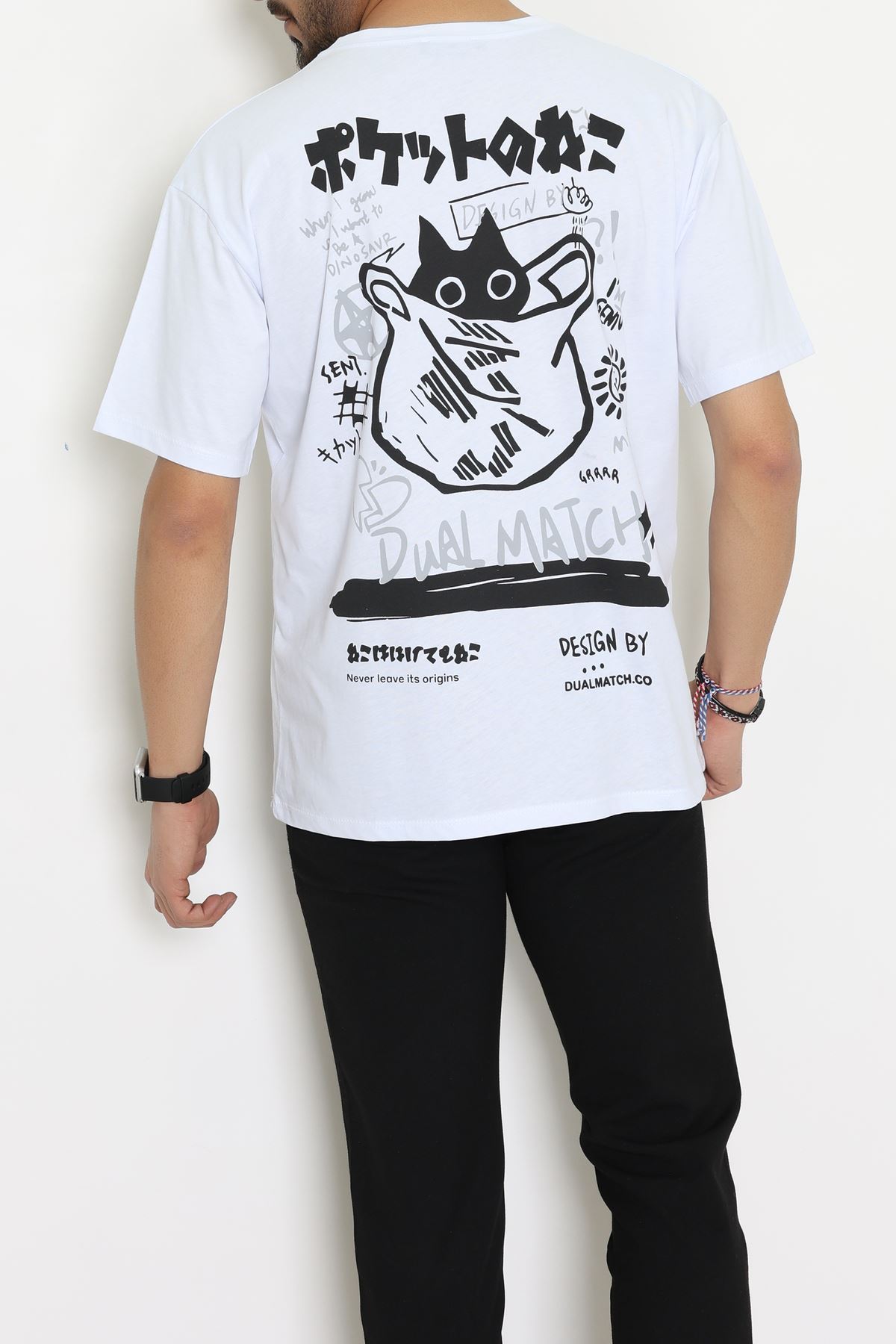 Kompakt Penye Unisex Tişört Beyazfüme - 55064.1872.