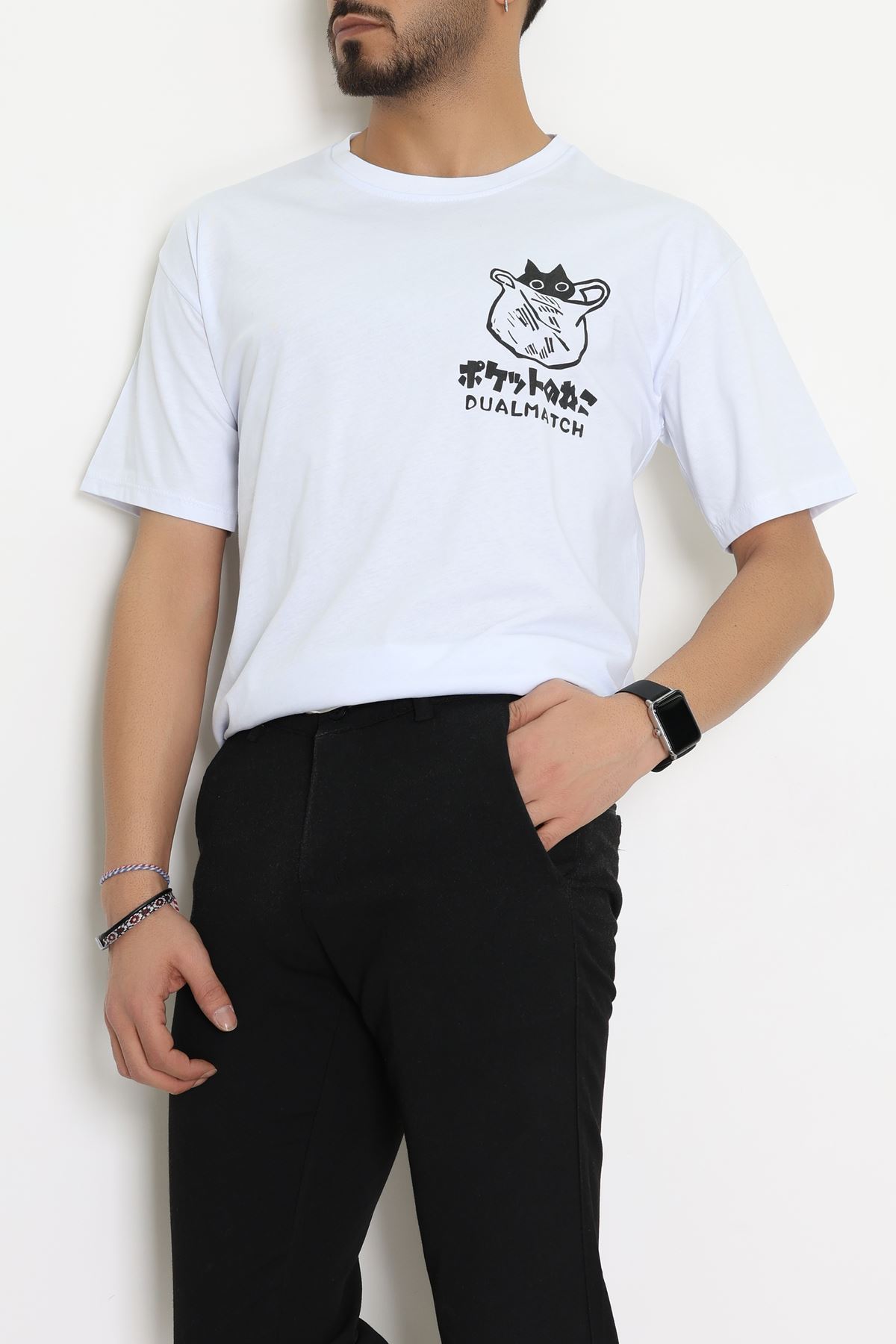 Kompakt Penye Unisex Tişört Beyazfüme - 55064.1872.