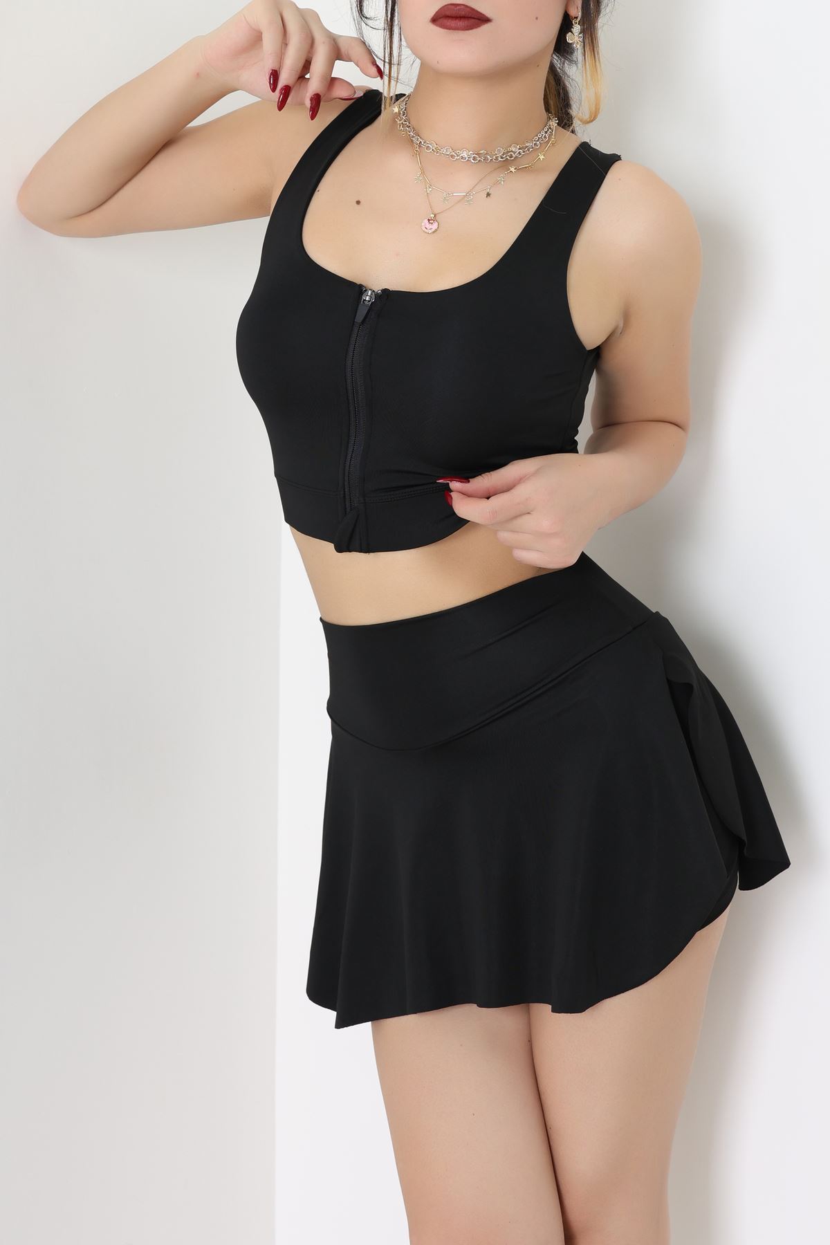 Fermuarlı Kaplı Büstiyer Siyah - 9039.125.