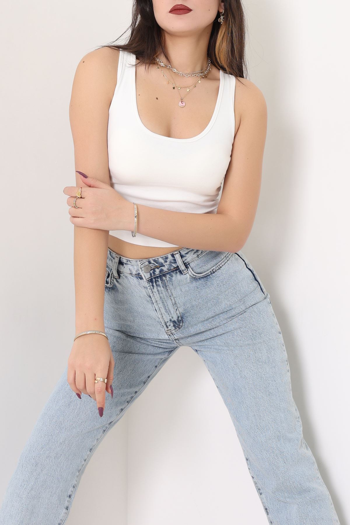 Arkası Dantelli Atlet Beyaz - 5082.125.