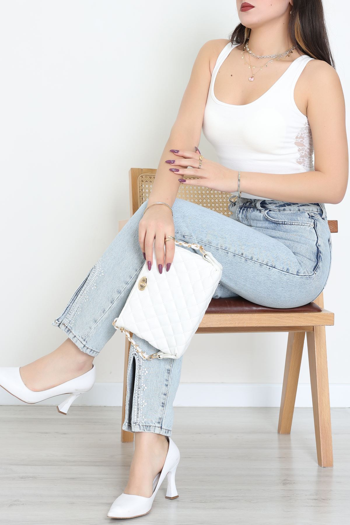 Arkası Dantelli Atlet Beyaz - 5082.125.