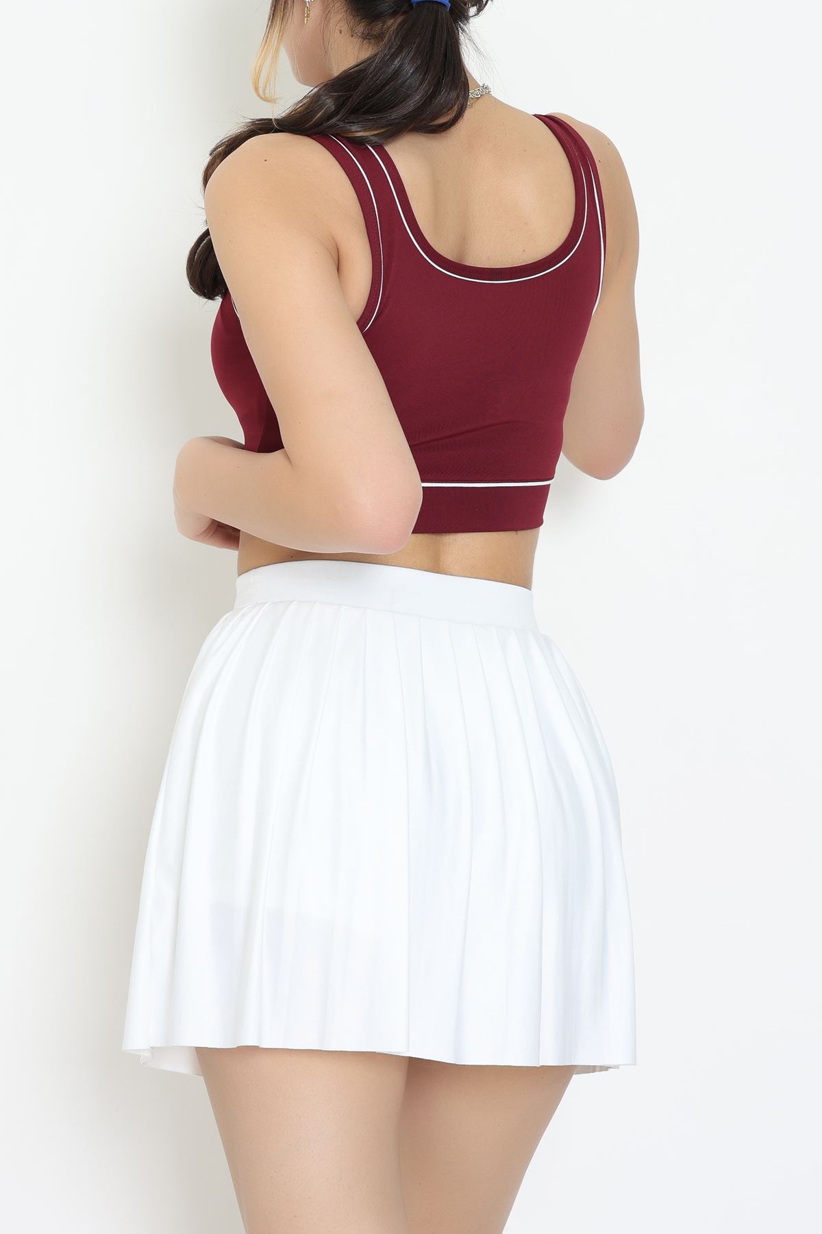 Biyeli Kalın Askılı Crop Atlet Bordo - 9032.125.