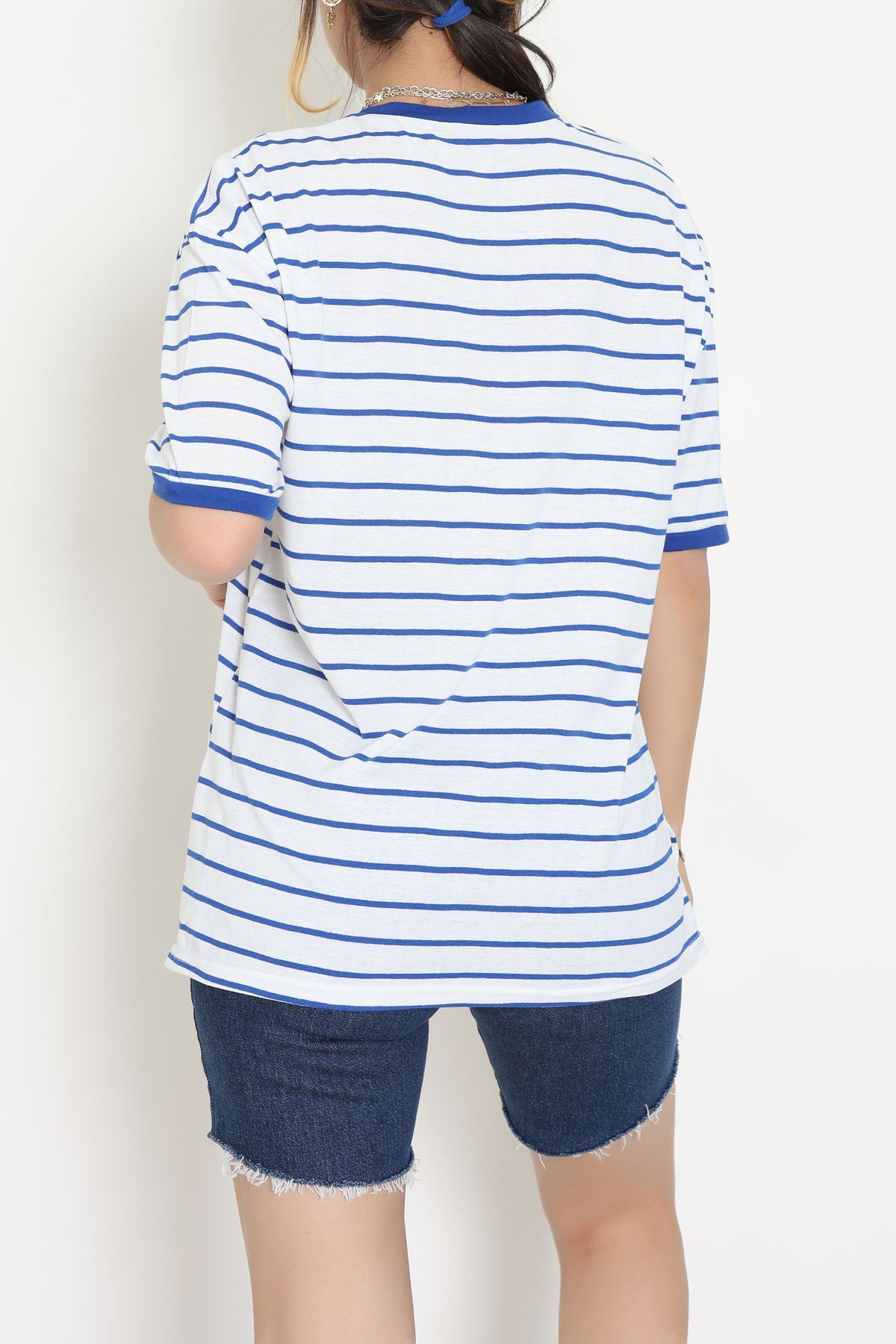 V Yaka Çizgili Rejenere Süprem Tişört Beyazsaks - 602.1567.