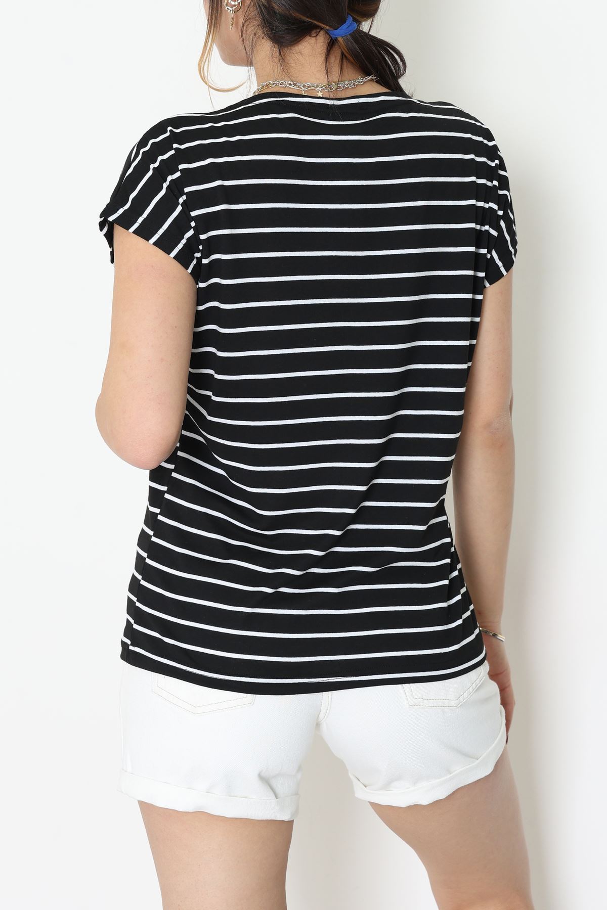 V Yaka Fermuarlı Rejenere Süprem Tişört Siyahbeyaz - 600.1567.