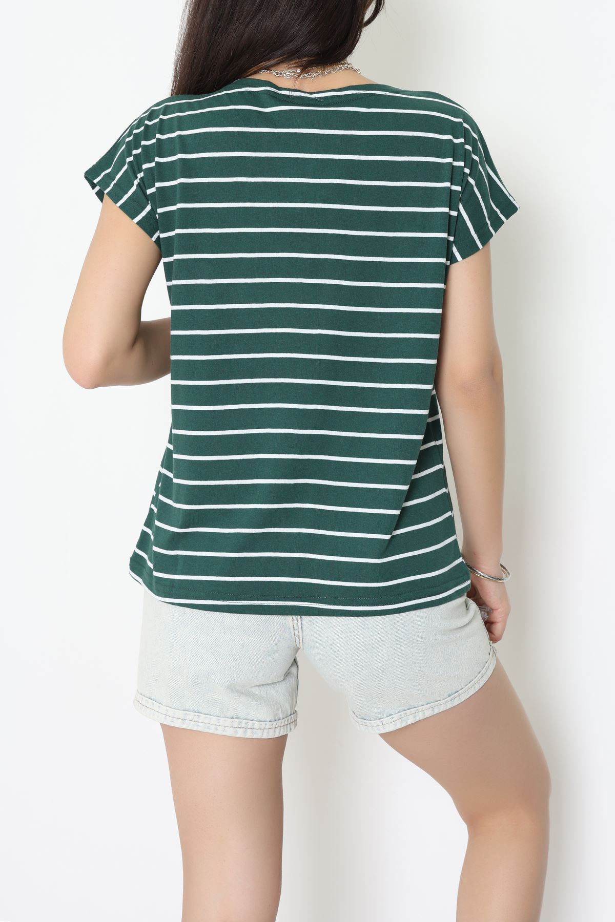 V Yaka Fermuarlı Rejenere Süprem Tişört Zümrütbeyaz - 600.1567.