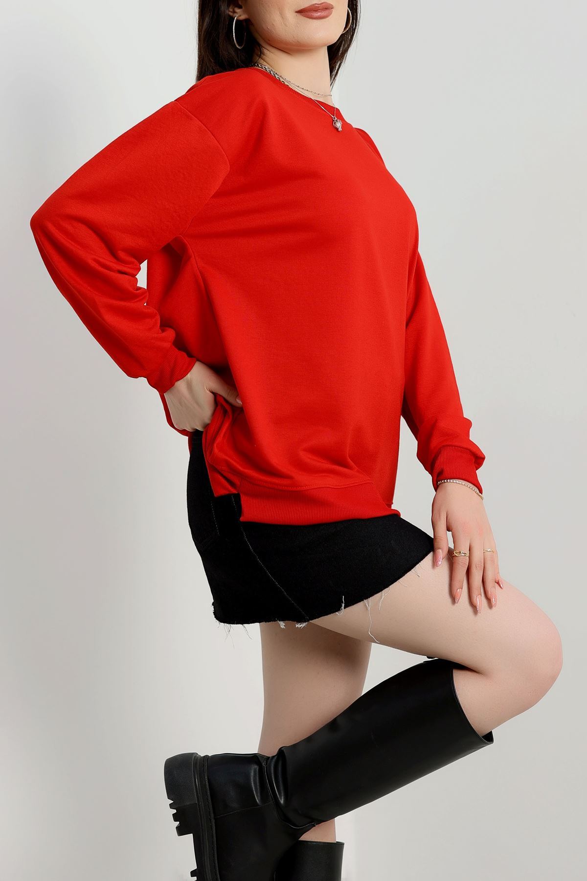 2 İp Bisiklet Yaka Sweat Kırmızı - 20790.1878.