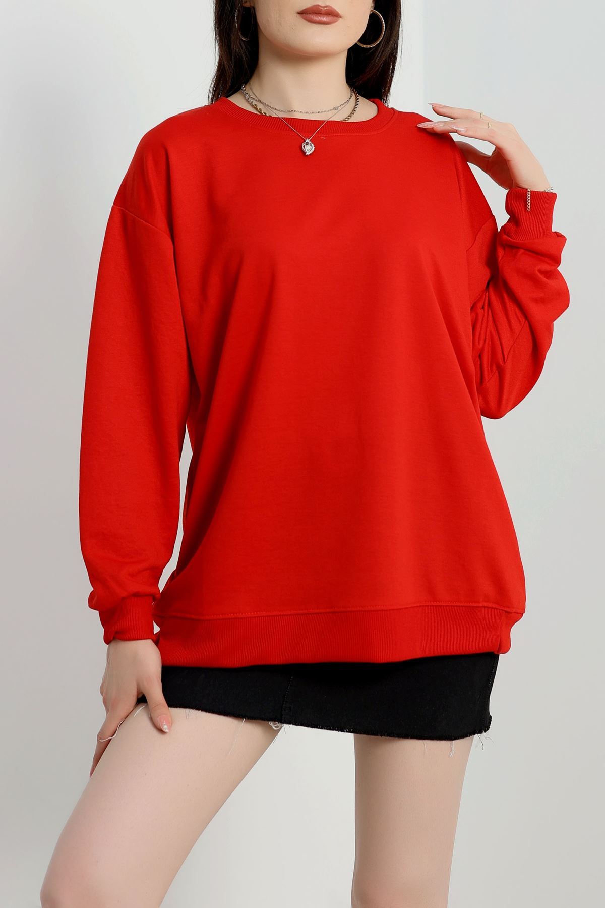 2 İp Bisiklet Yaka Sweat Kırmızı - 20790.1878.