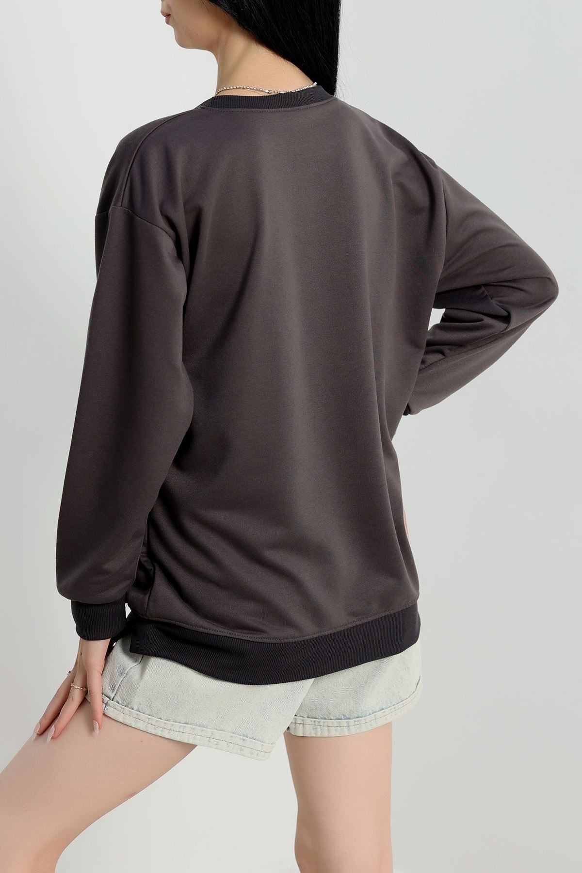 2 İp Bisiklet Yaka Sweat Antrasit - 20790.1878.