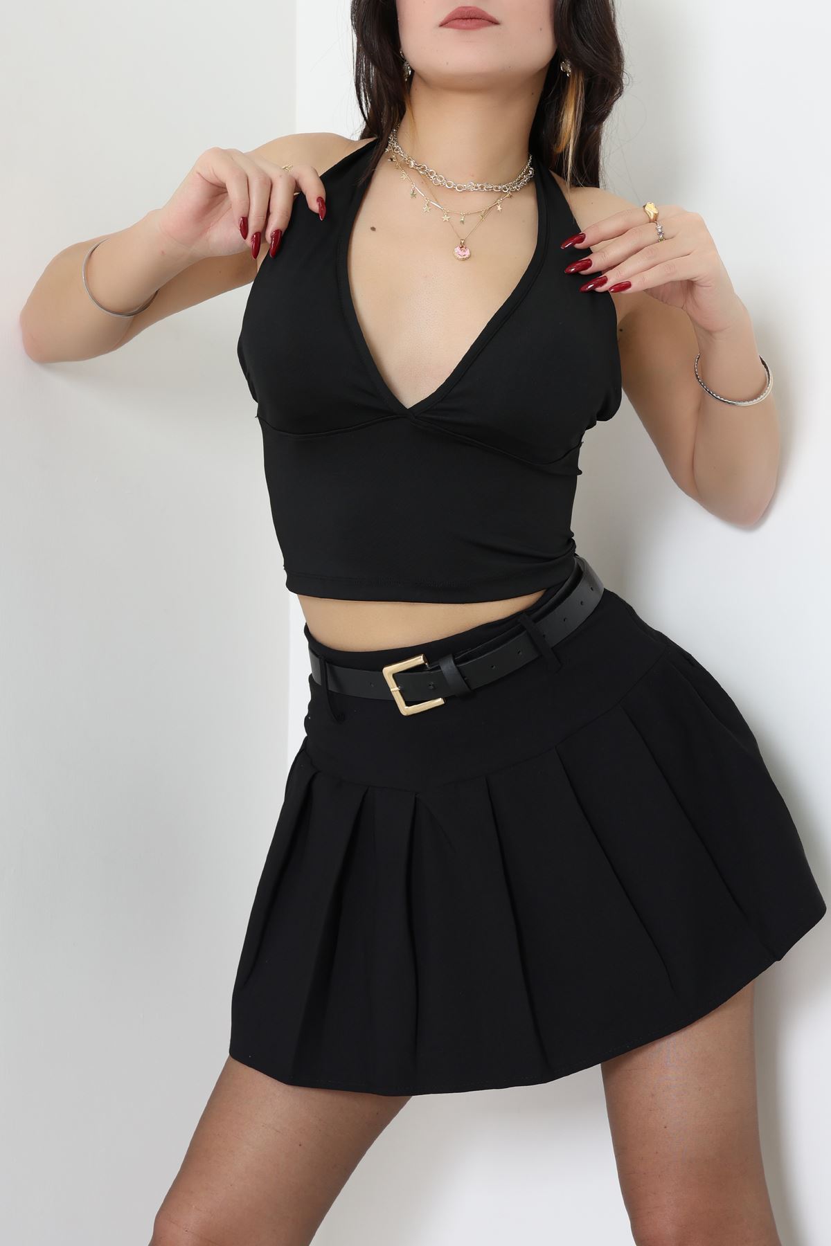 Dalgıç Kumaş Kaplı Bluz Siyah - 9052.125.