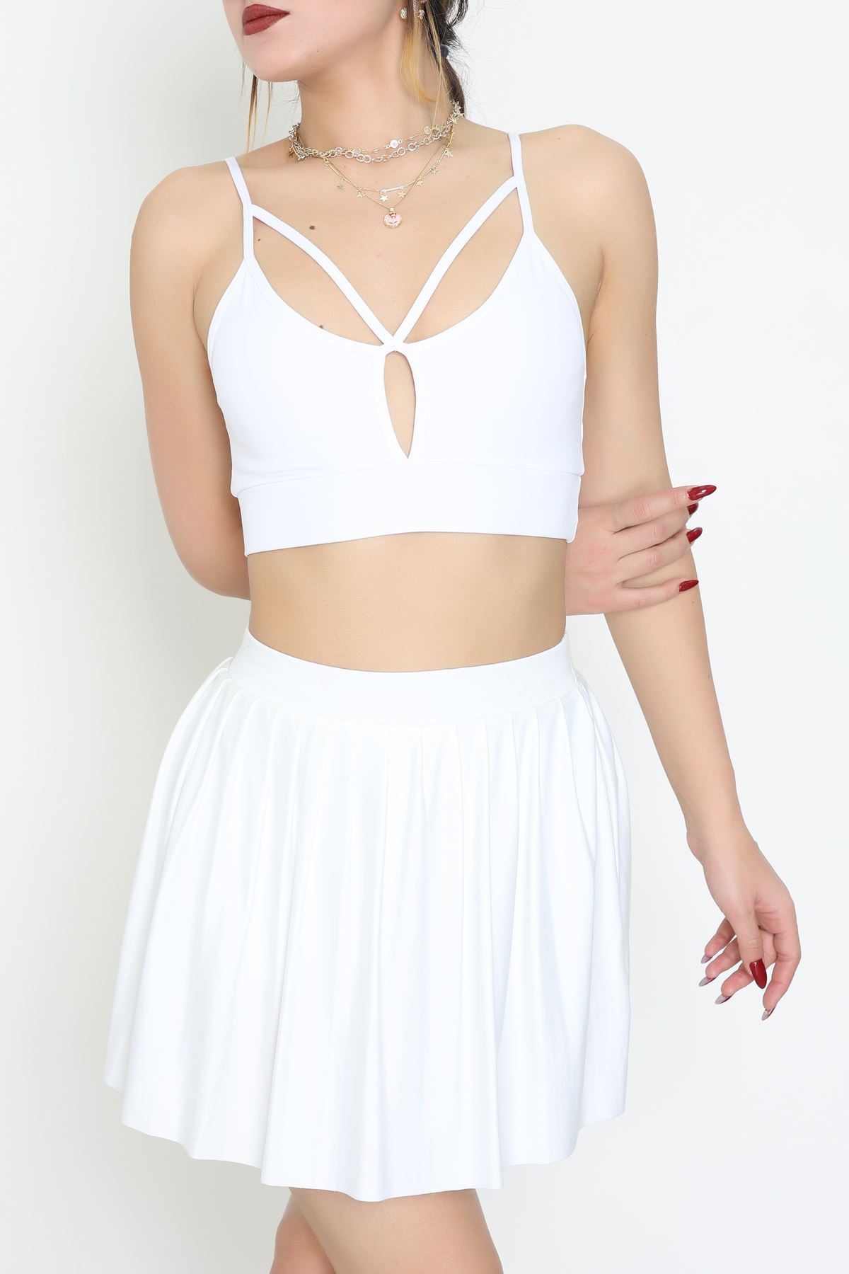 Kaplı Damla Dekolte Bustiyer Beyaz - 9028.125.