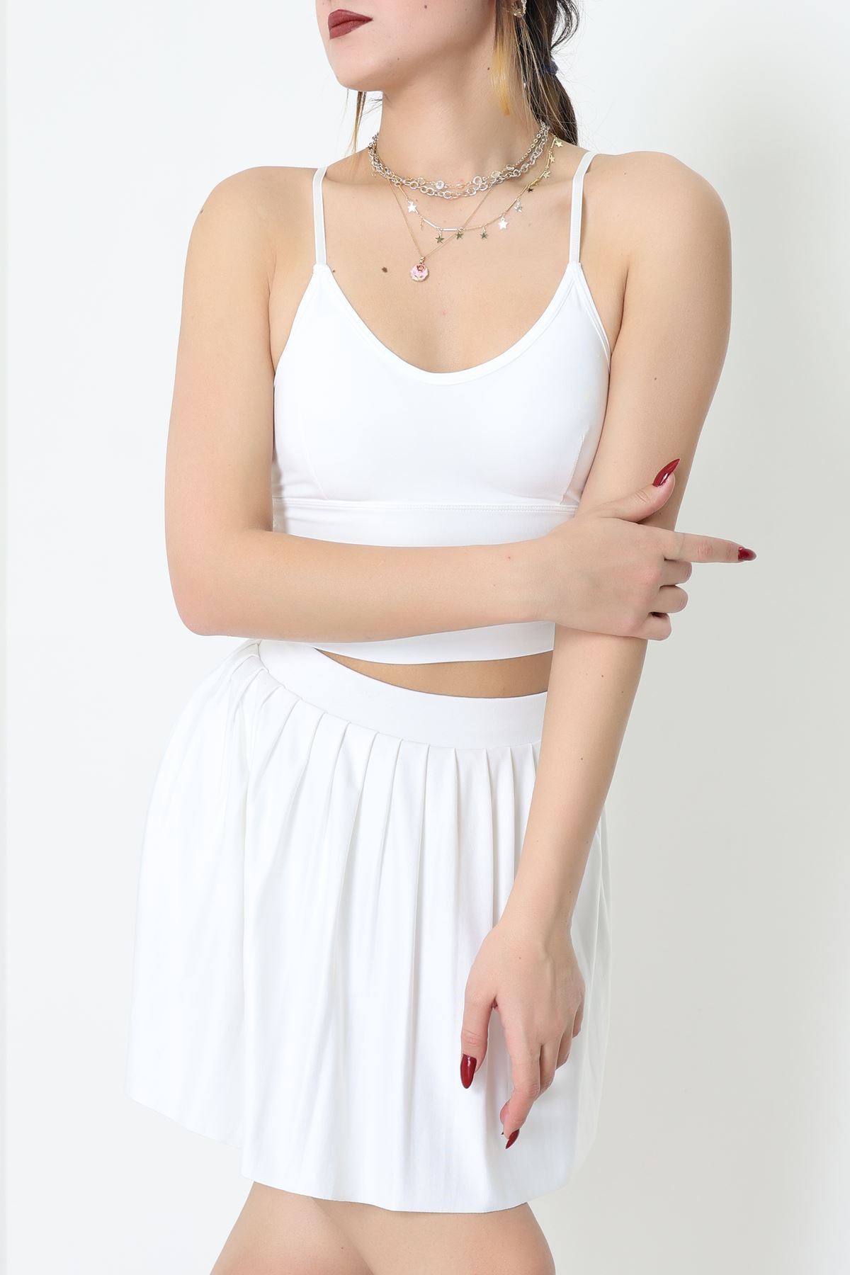 Sırtı Çaprazlı İp Askılı Kaplı Büstiyer Beyaz - 9044.125.