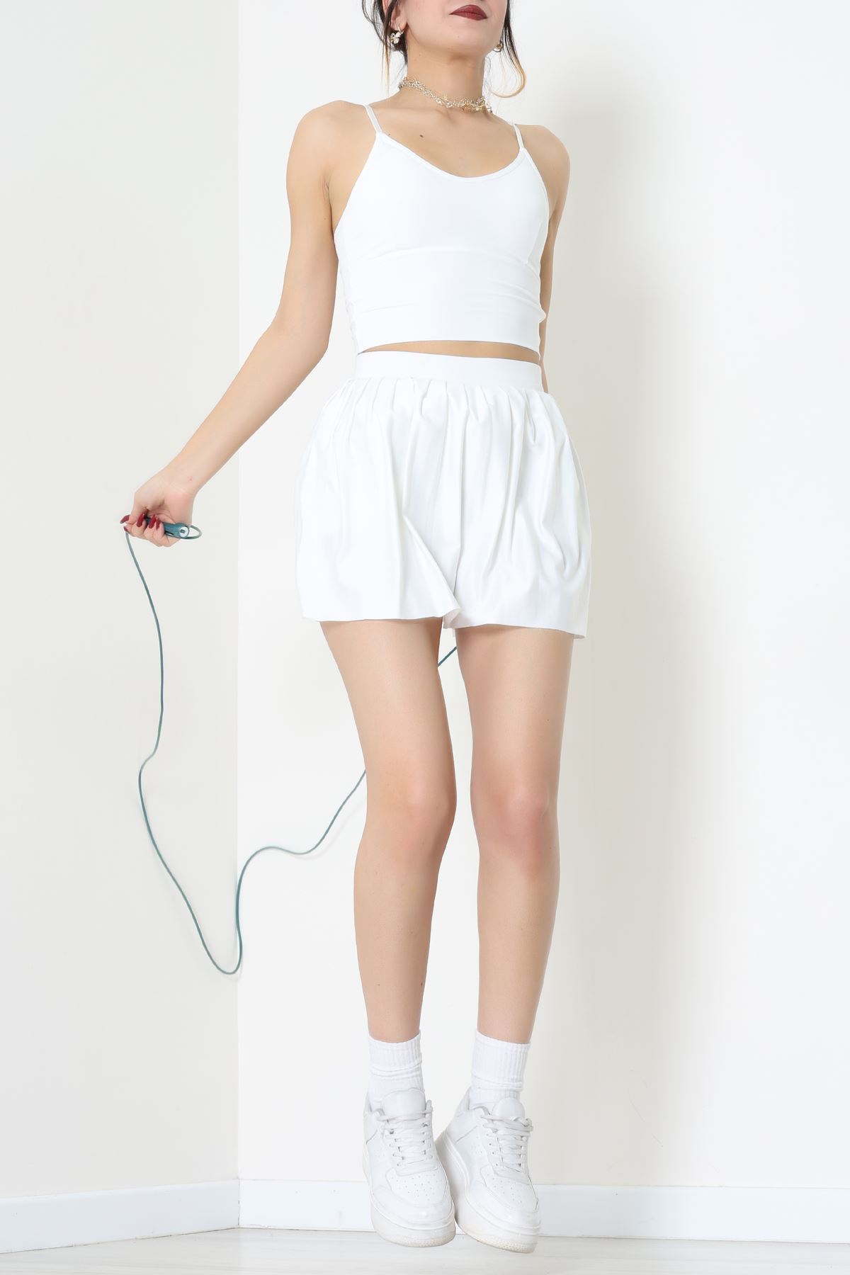 Sırtı Çaprazlı İp Askılı Kaplı Büstiyer Beyaz - 9044.125.