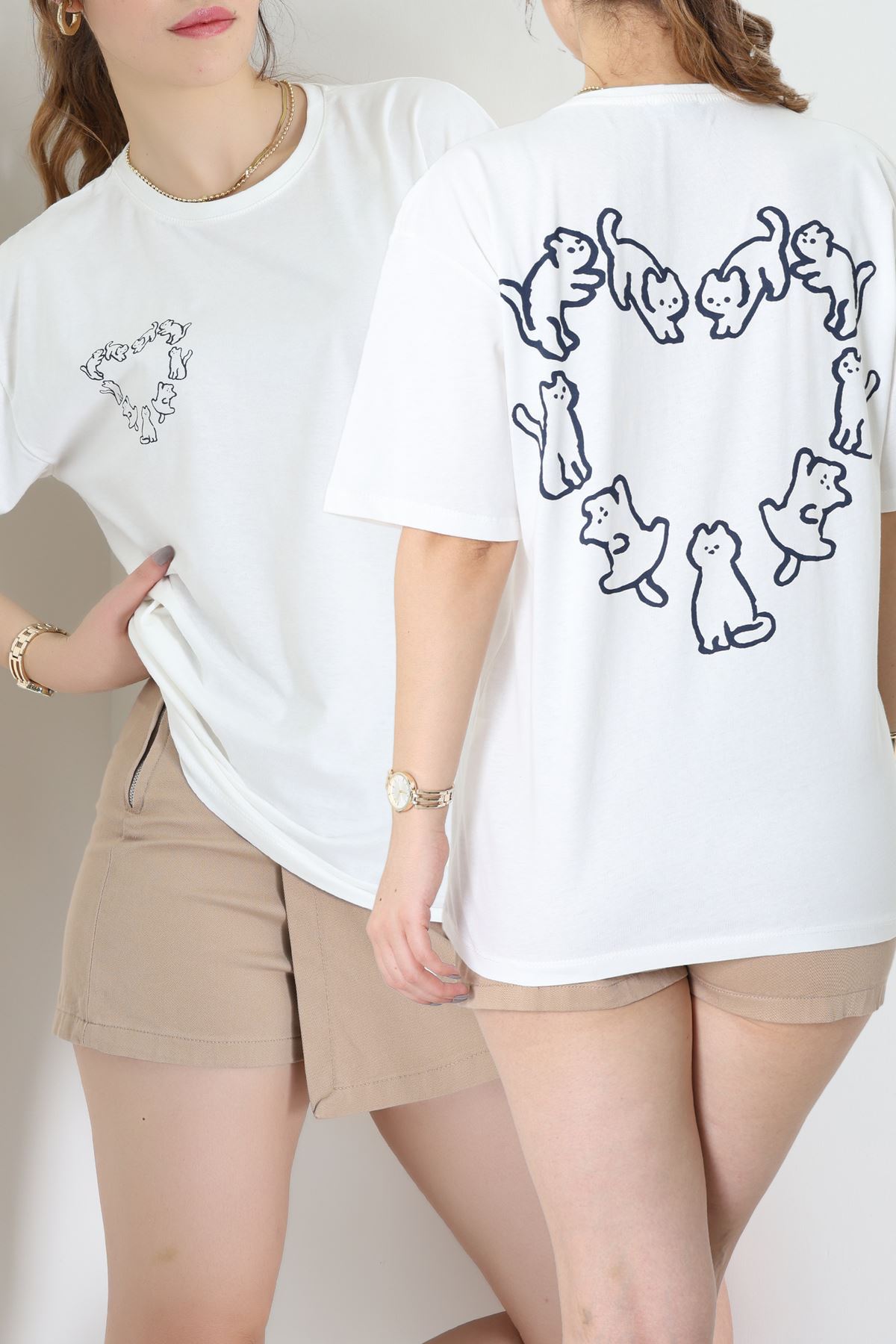 Baskılı Kompakt Penye Tişört Beyazlaci - 55044.1872.