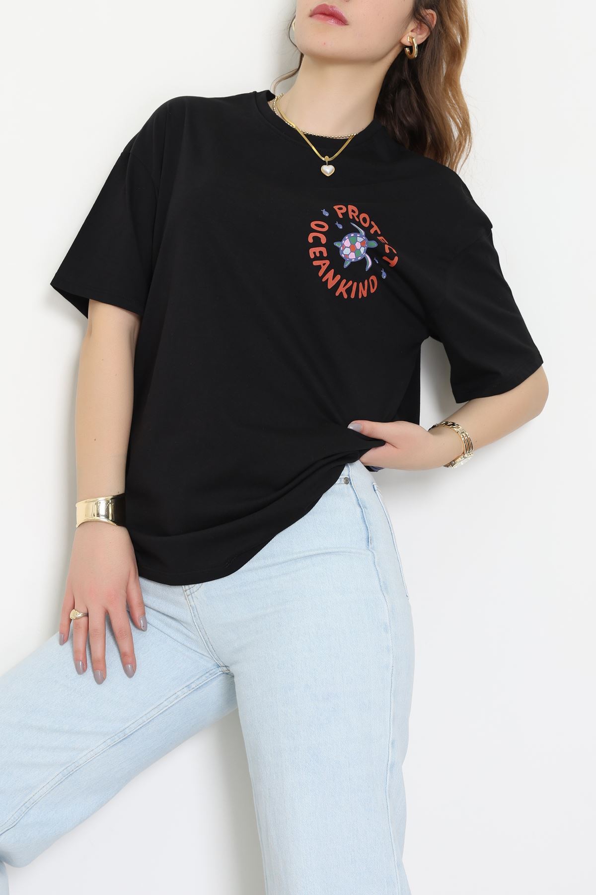 Kompakt Penye Unisex Tişört Siyahmor - 55064.1872.