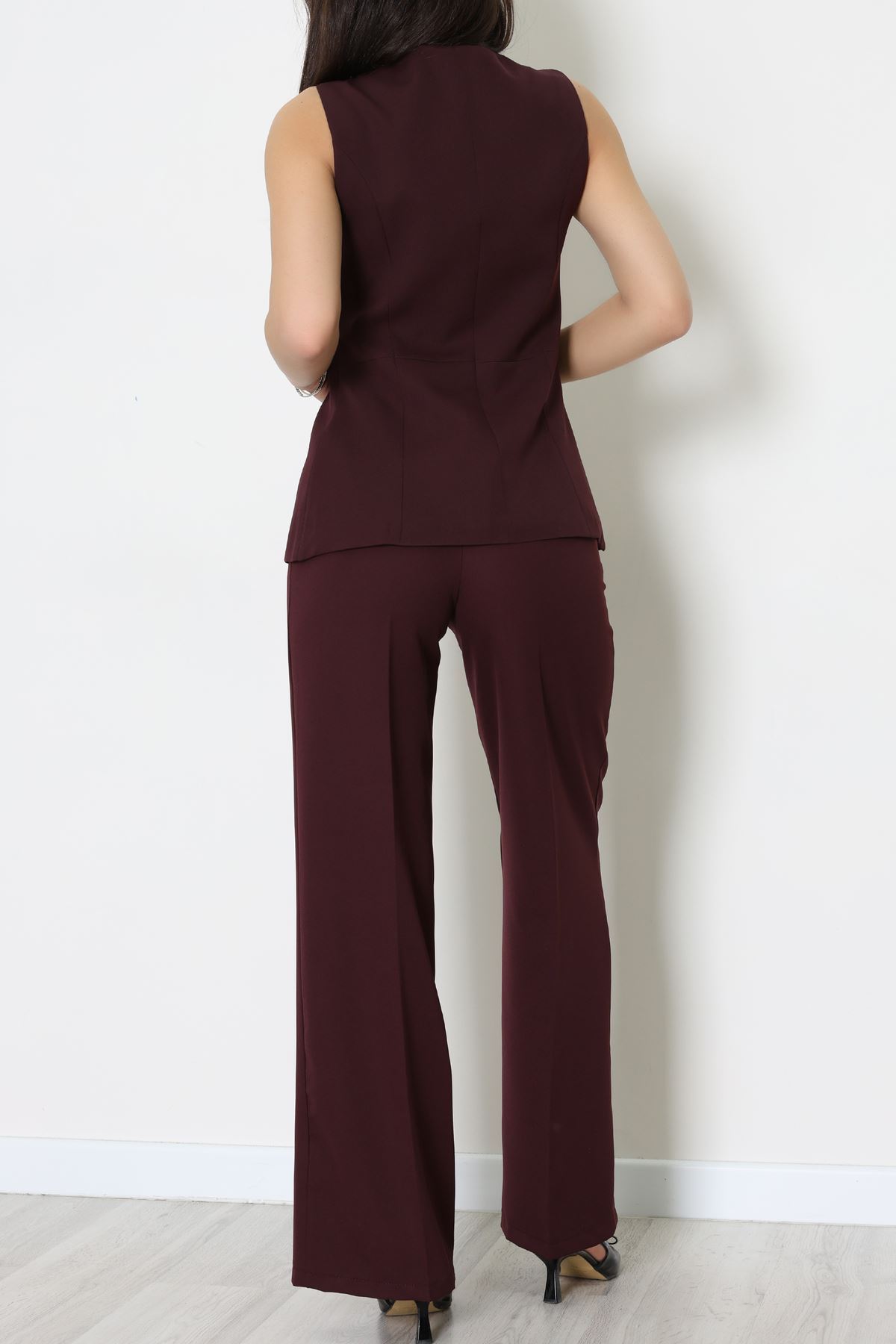 Düğmeli Dabıl İkili Takım Mürdüm - 55039.1991.