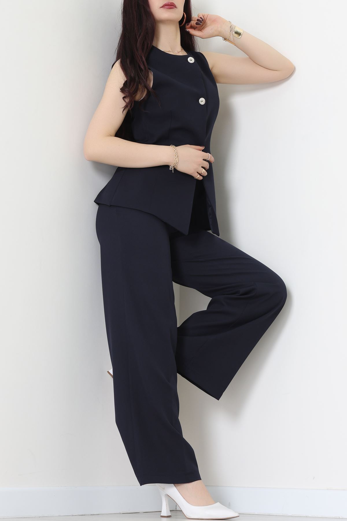 Düğmeli Dabıl İkili Takım Lacivert - 55039.1991.