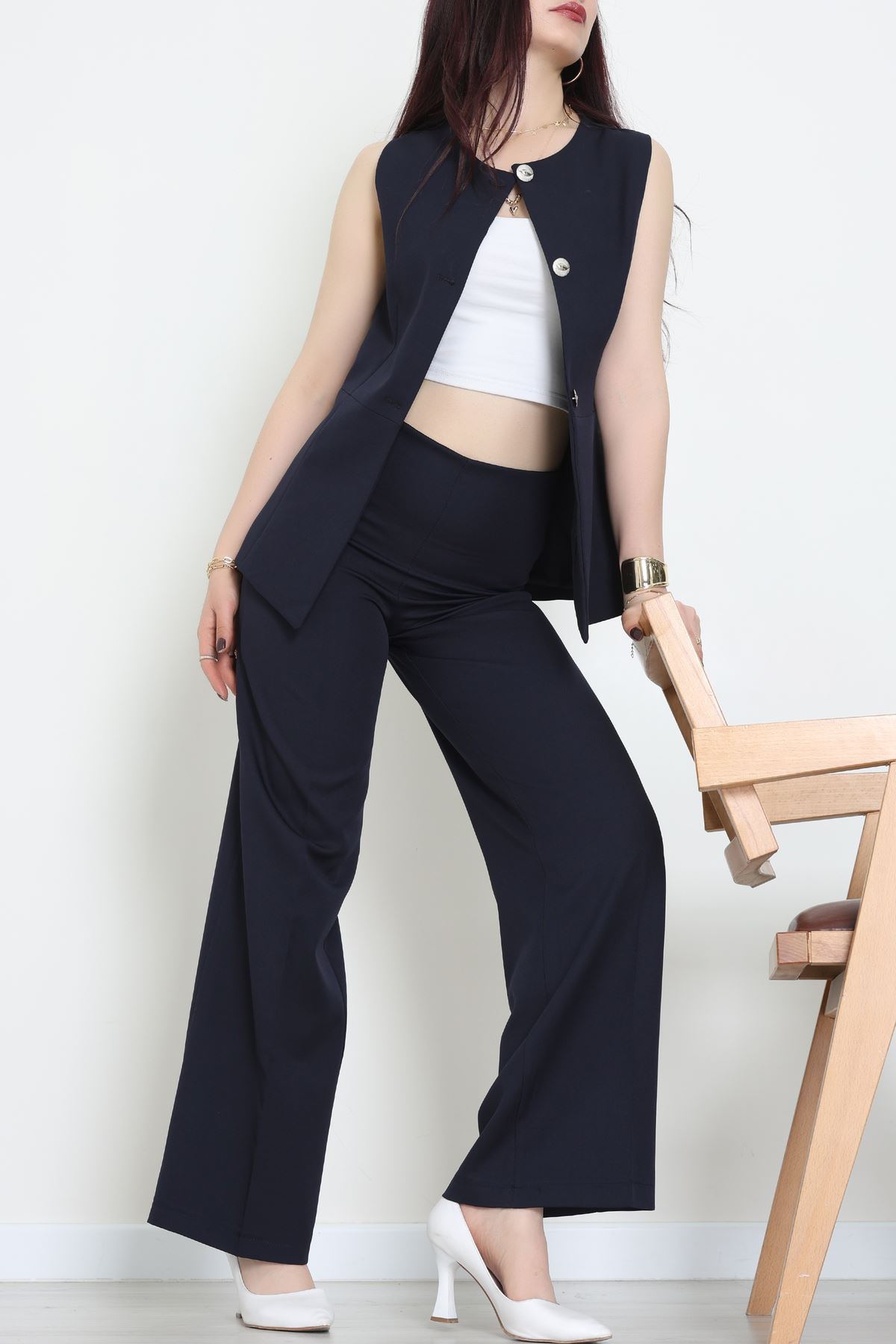 Düğmeli Dabıl İkili Takım Lacivert - 55039.1991.