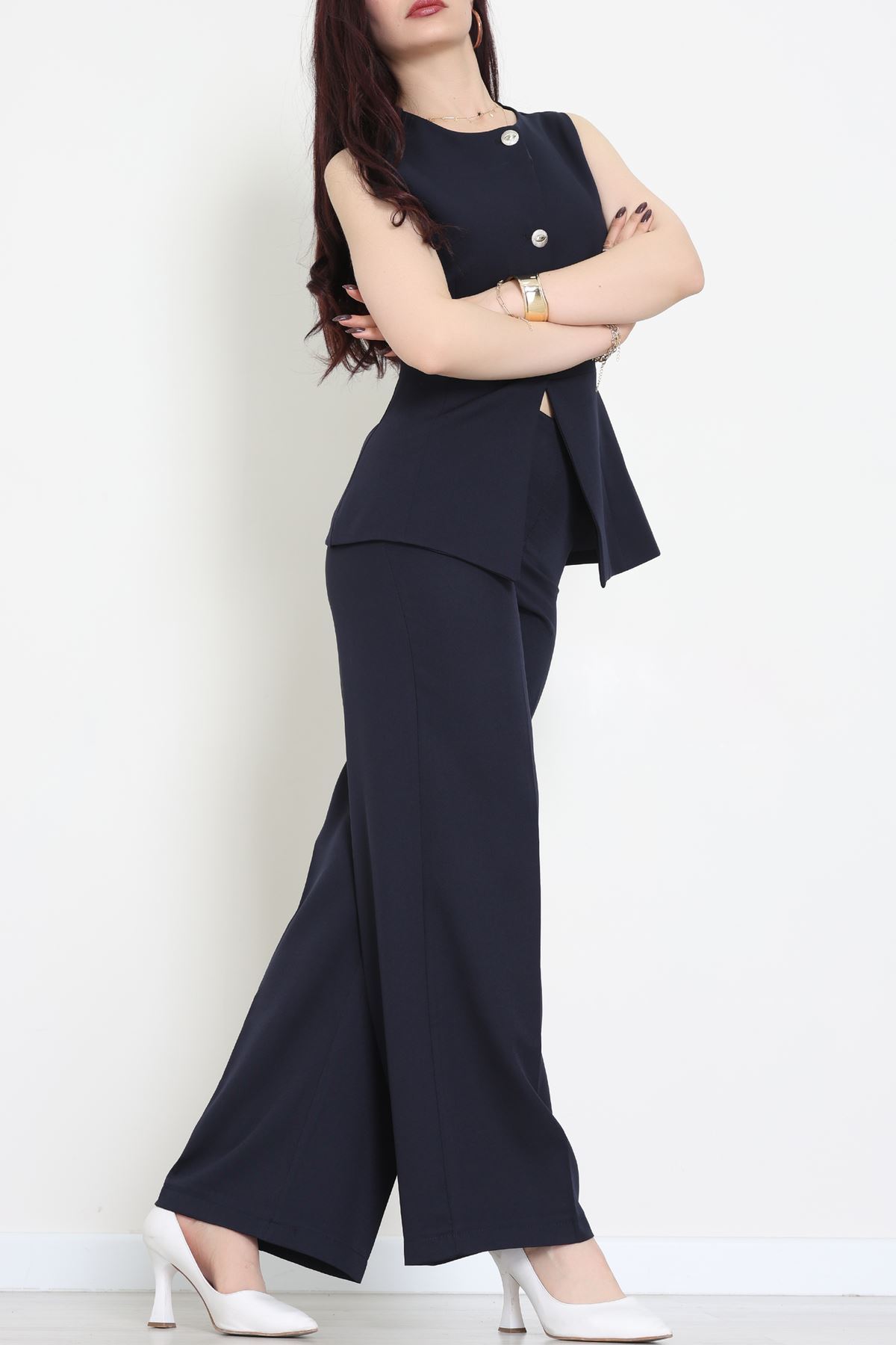 Düğmeli Dabıl İkili Takım Lacivert - 55039.1991.