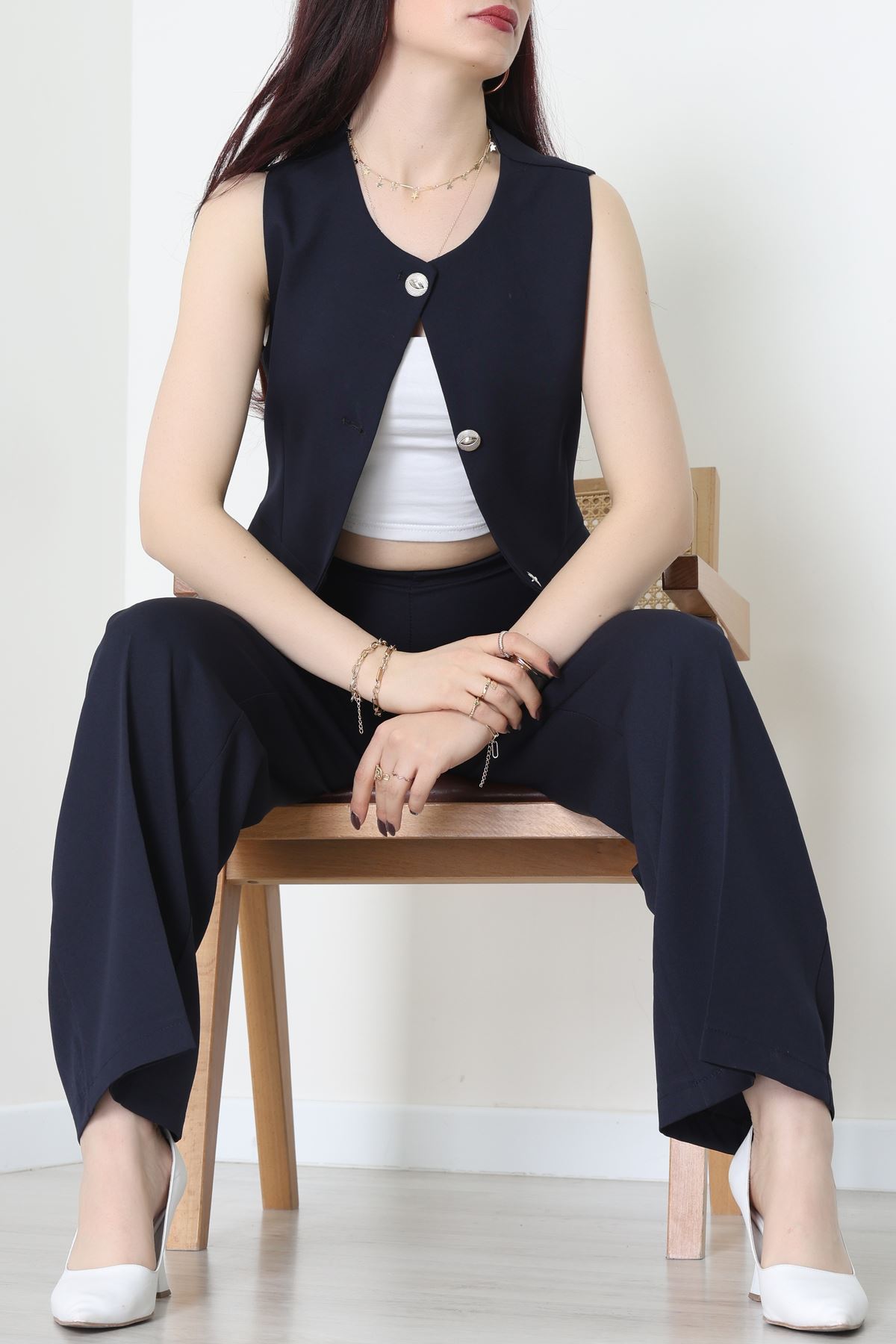 Düğmeli Dabıl İkili Takım Lacivert - 55039.1991.