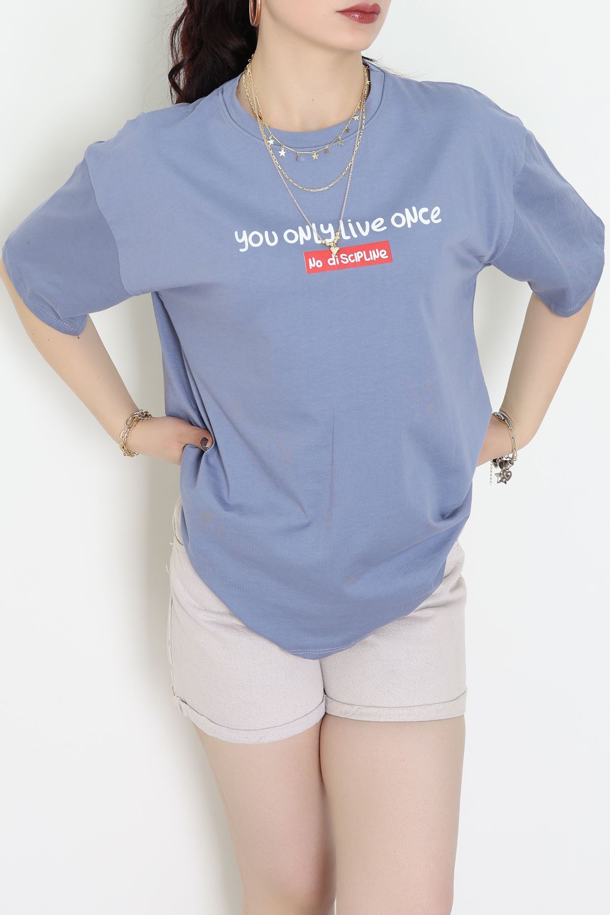 Kompakt Penye Unisex Tişört Yunusgri - 55064.1872.