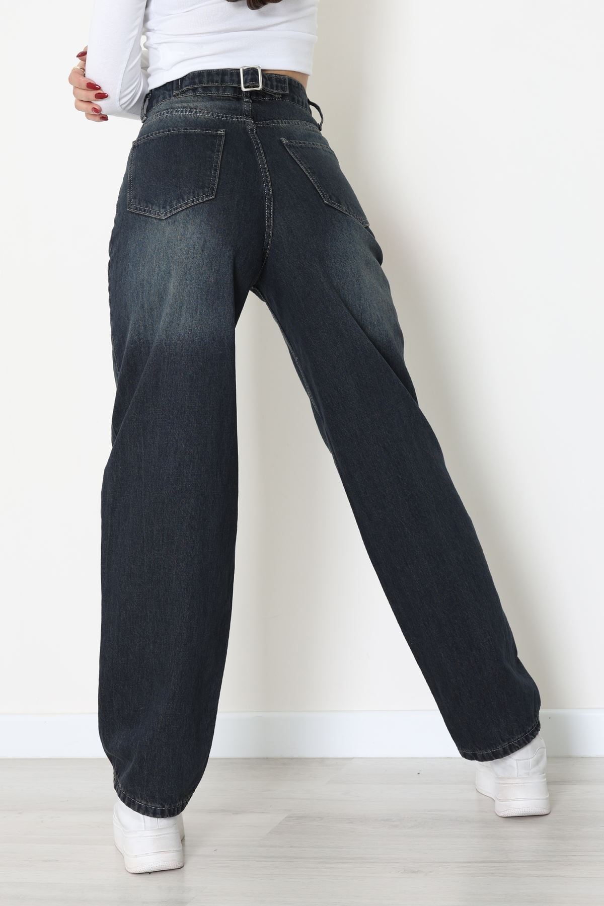 Arkası Tokalı Baggy Kot Pantolon Mavitint - 31895.1606.