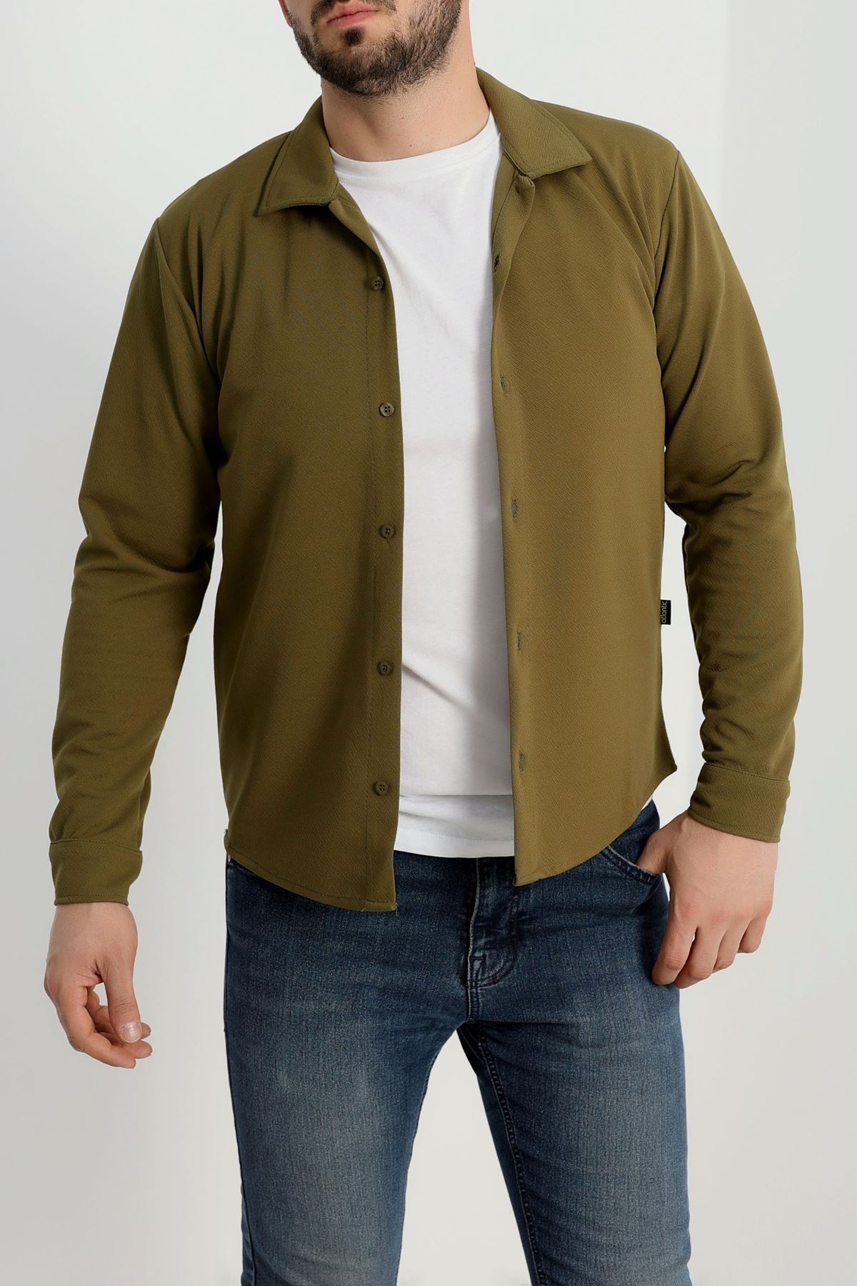 Zra Krep Erkek Gömlek Haki - 42188.1937.