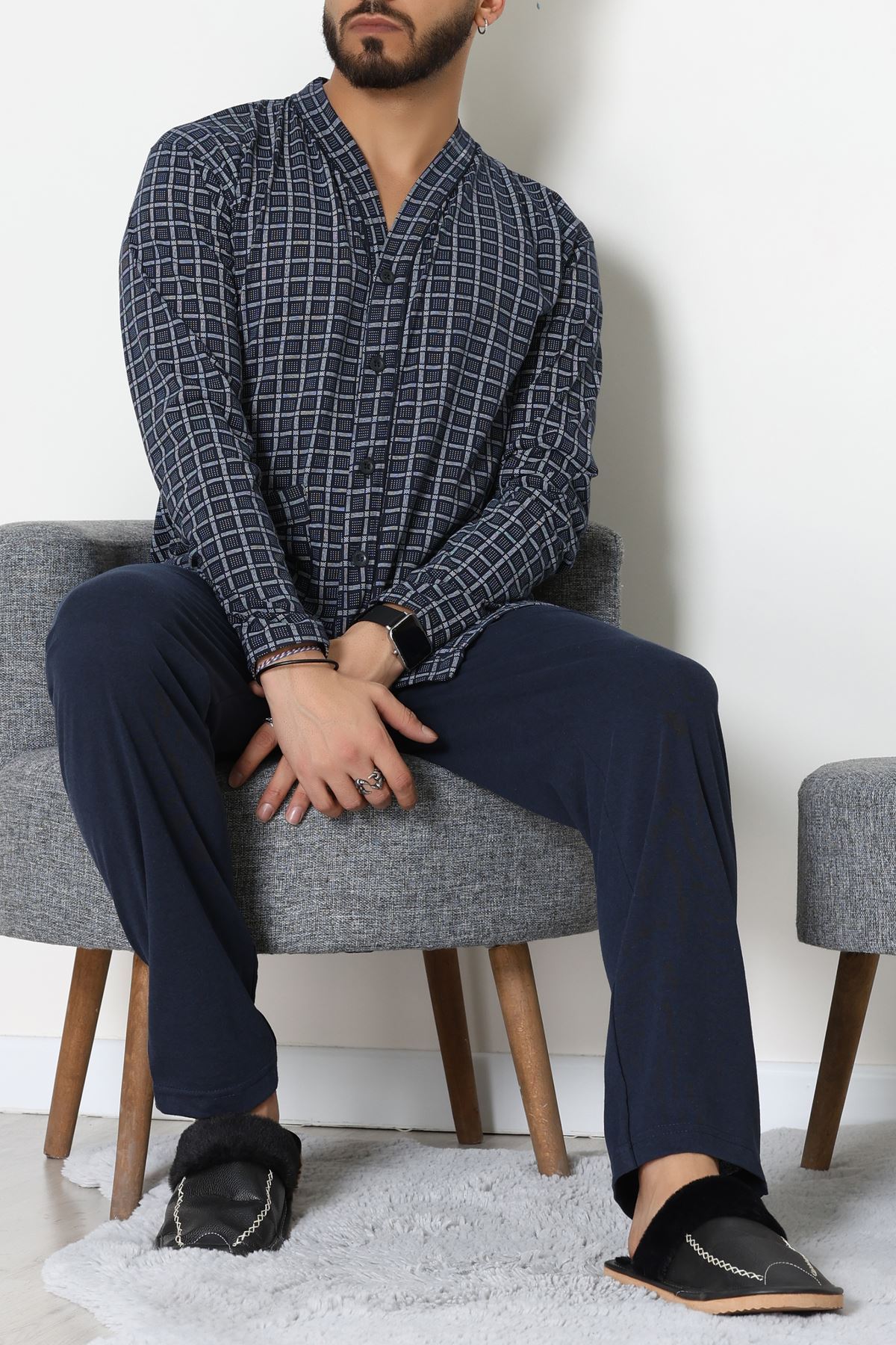 Süprem Boydan Düğmeli Erkek Pijama Takımı Laciekose - 70887.1838.