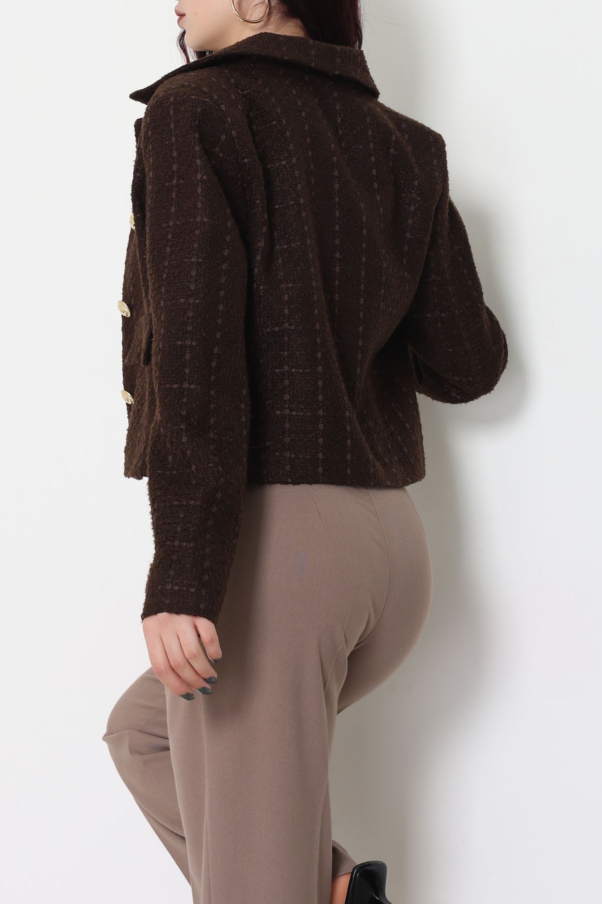 Full Lamine İçi Astarlı Tüvit Ceket Kahve - 51244.1347.