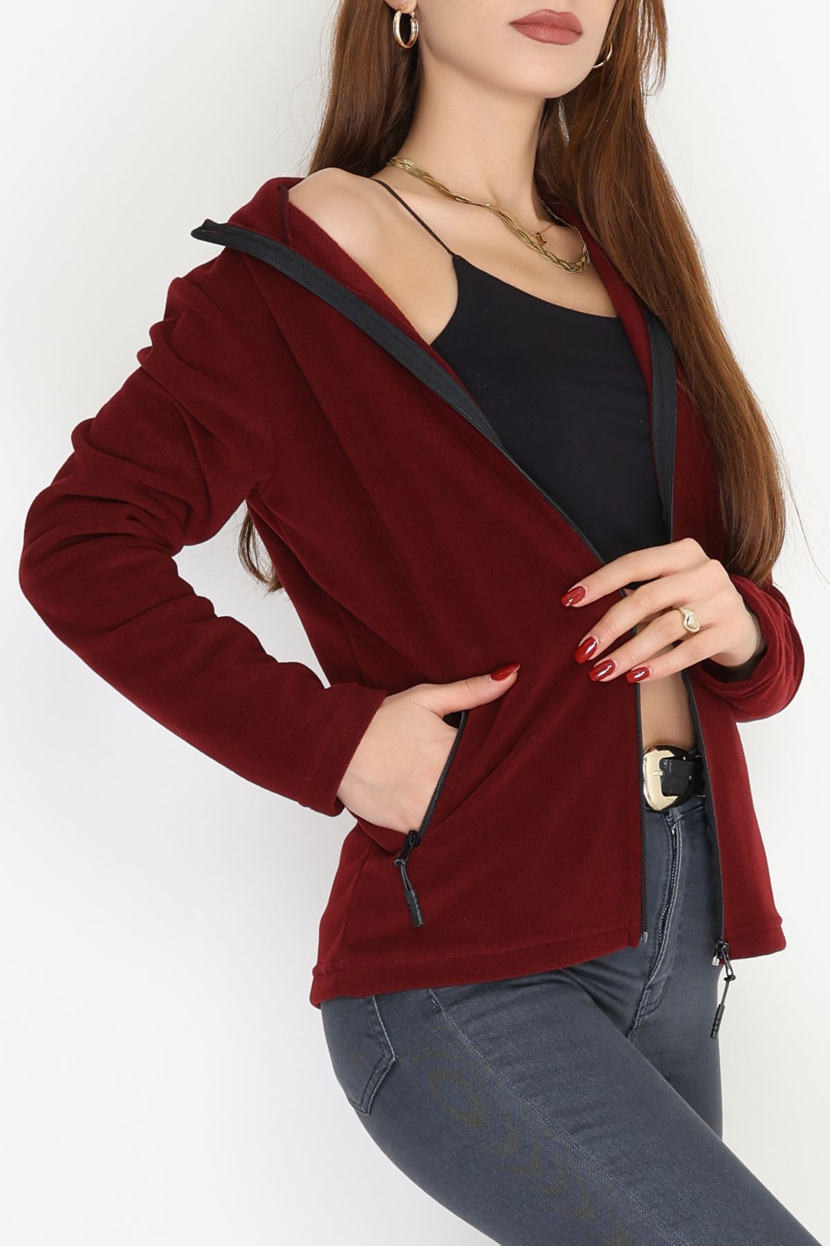 Unisex Polar Ceket Bordo - 51002.053.