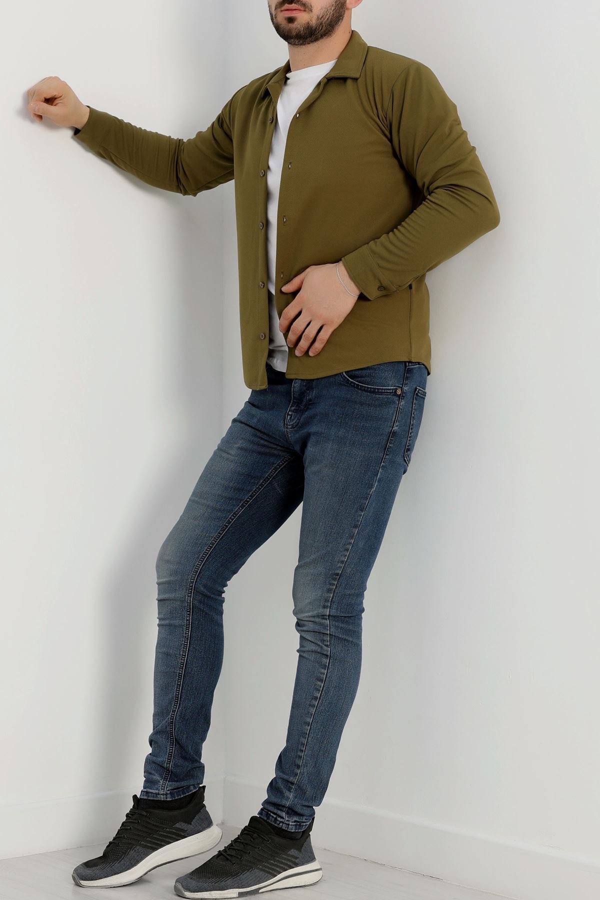 Zra Krep Erkek Gömlek Haki - 42188.1937.